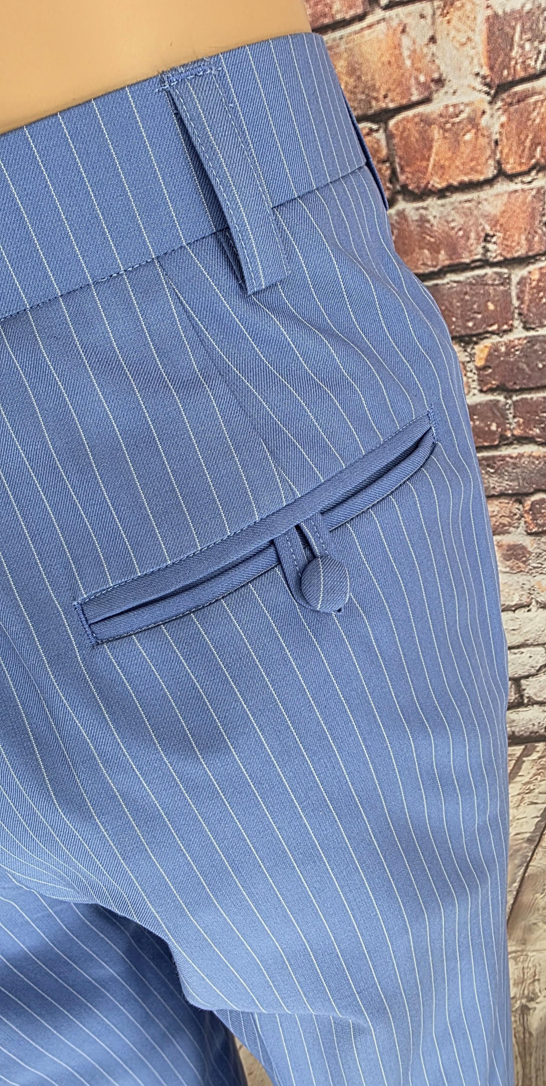 Montgomery -  Sky Blue With White Pinstripe Double Breasted Suit