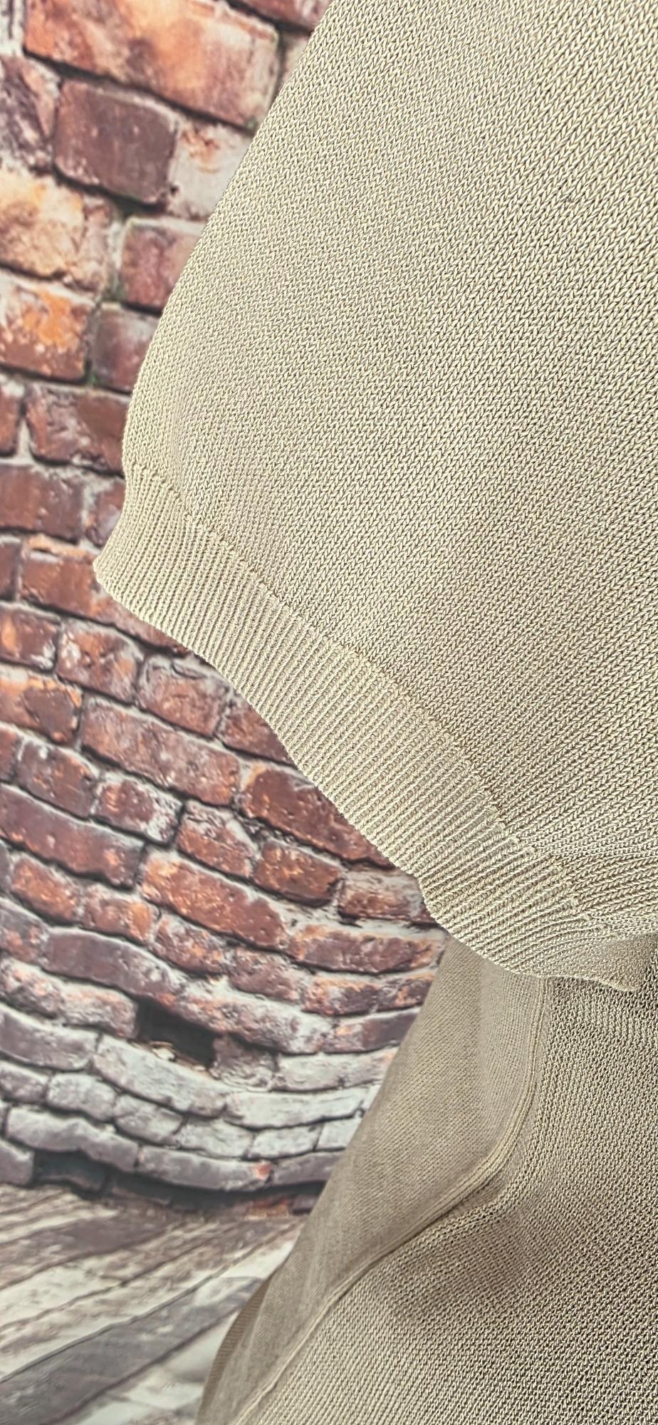 Brown Cream & Rust  Buttoned Knitted Top