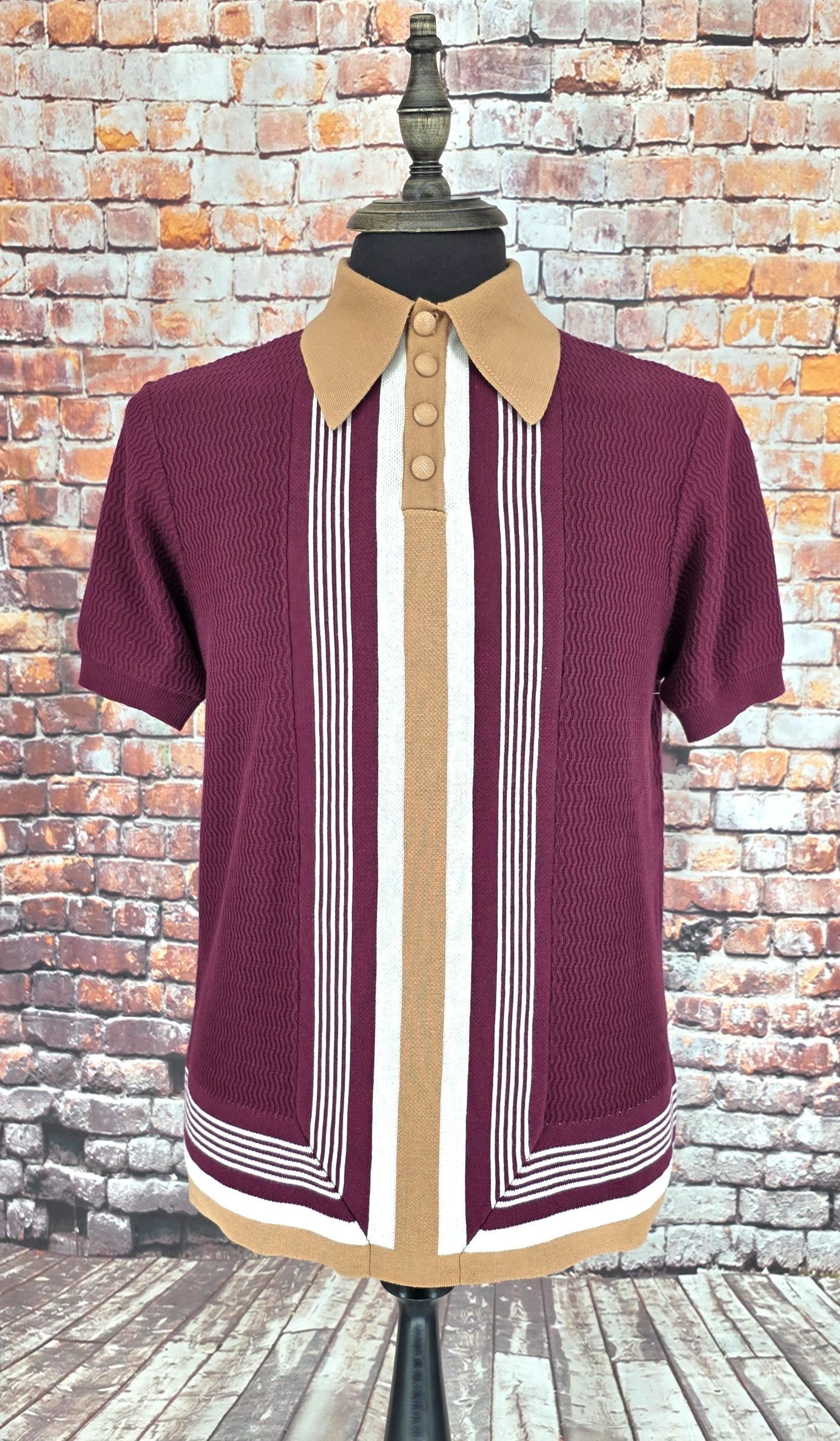 Brighton Brawl Sand & Burgundy Knitted Top