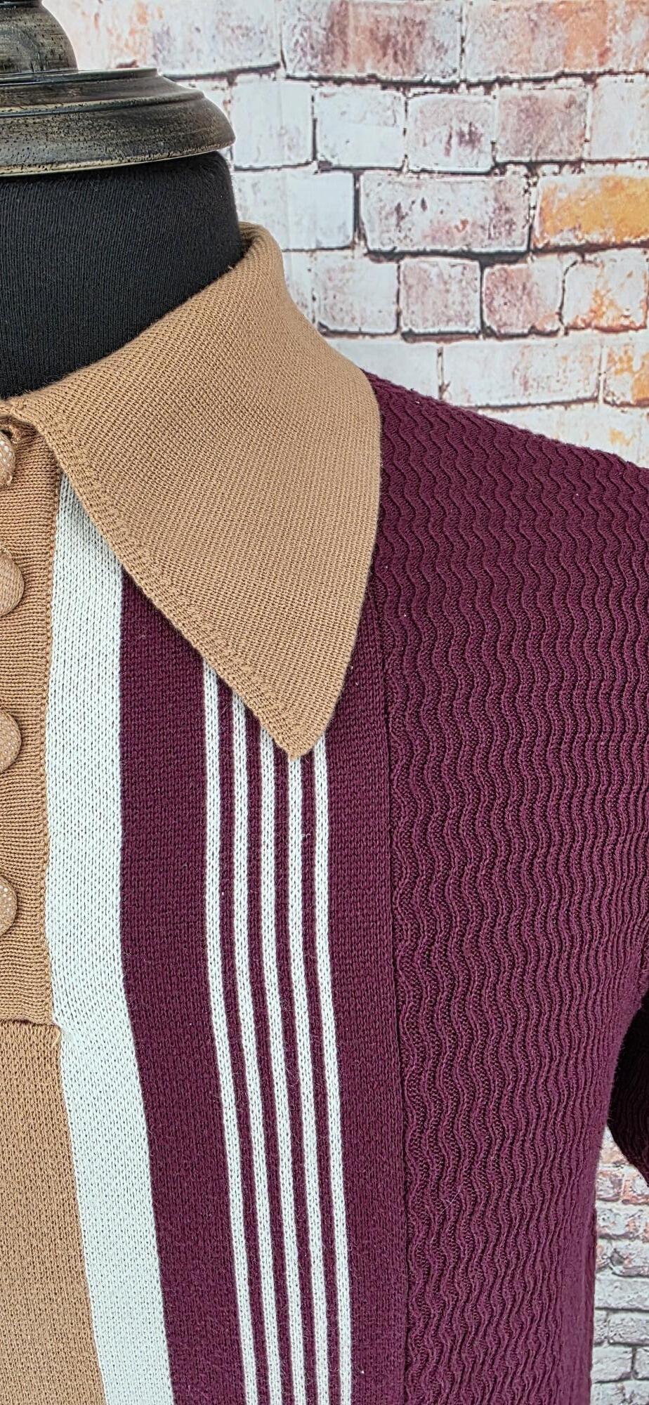 Brighton Brawl Sand & Burgundy Knitted Top