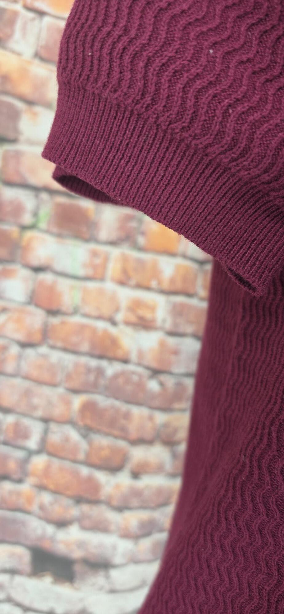 Brighton Brawl Sand & Burgundy Knitted Top