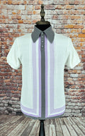 Brighton Brawl Warm White Silver & Lilac Knitted Top