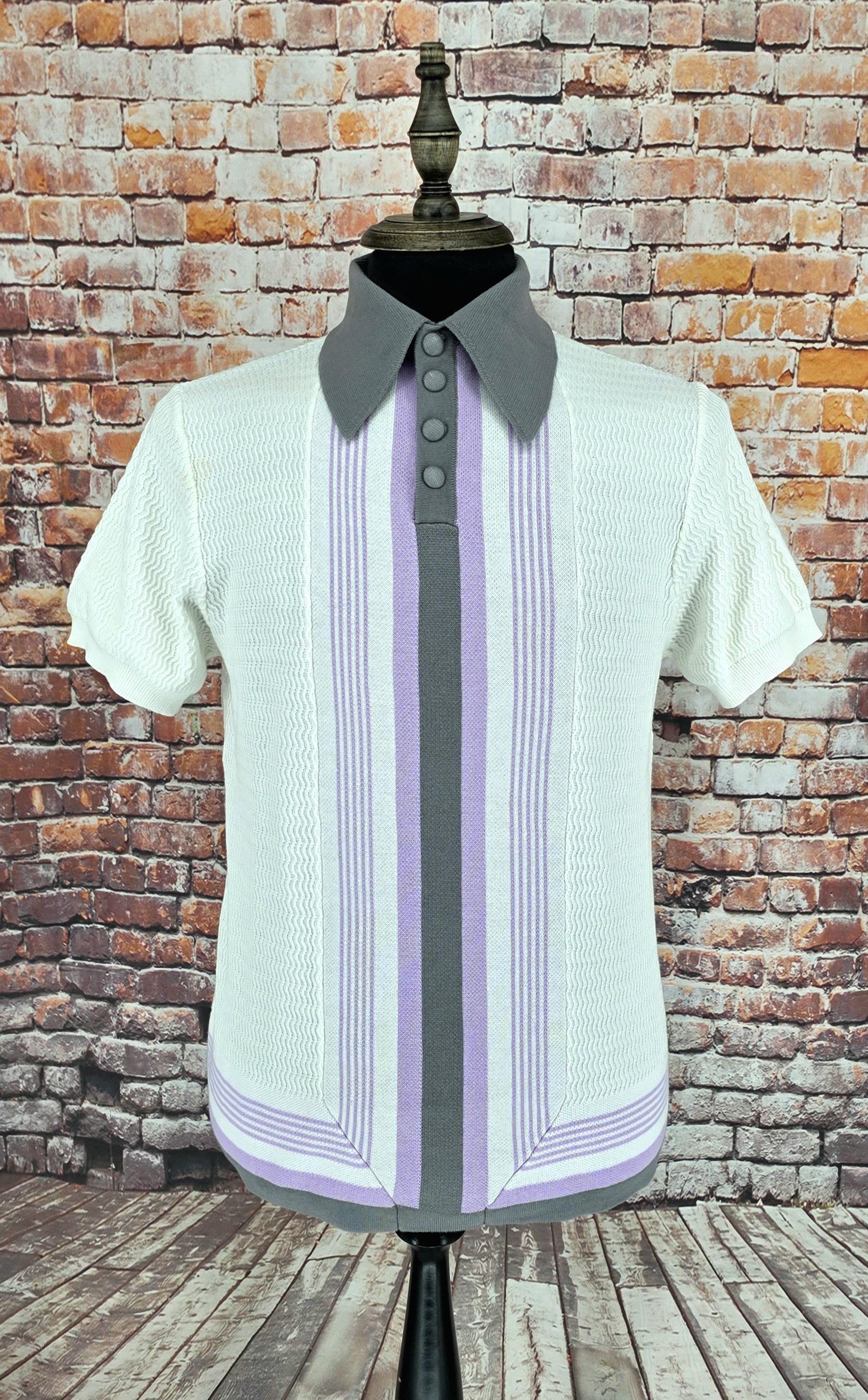 Brighton Brawl Warm White Silver & Lilac Knitted Top