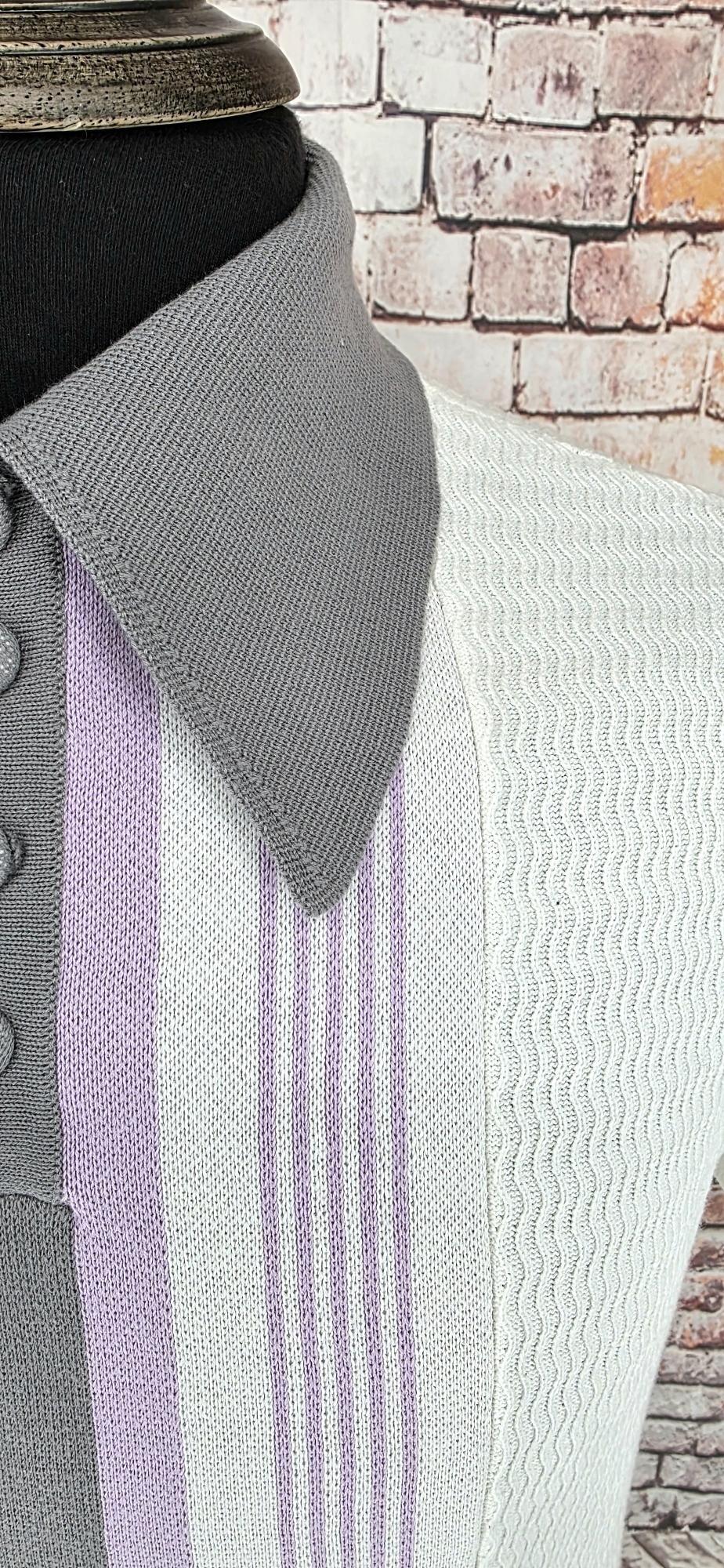 Brighton Brawl Warm White Silver & Lilac Knitted Top