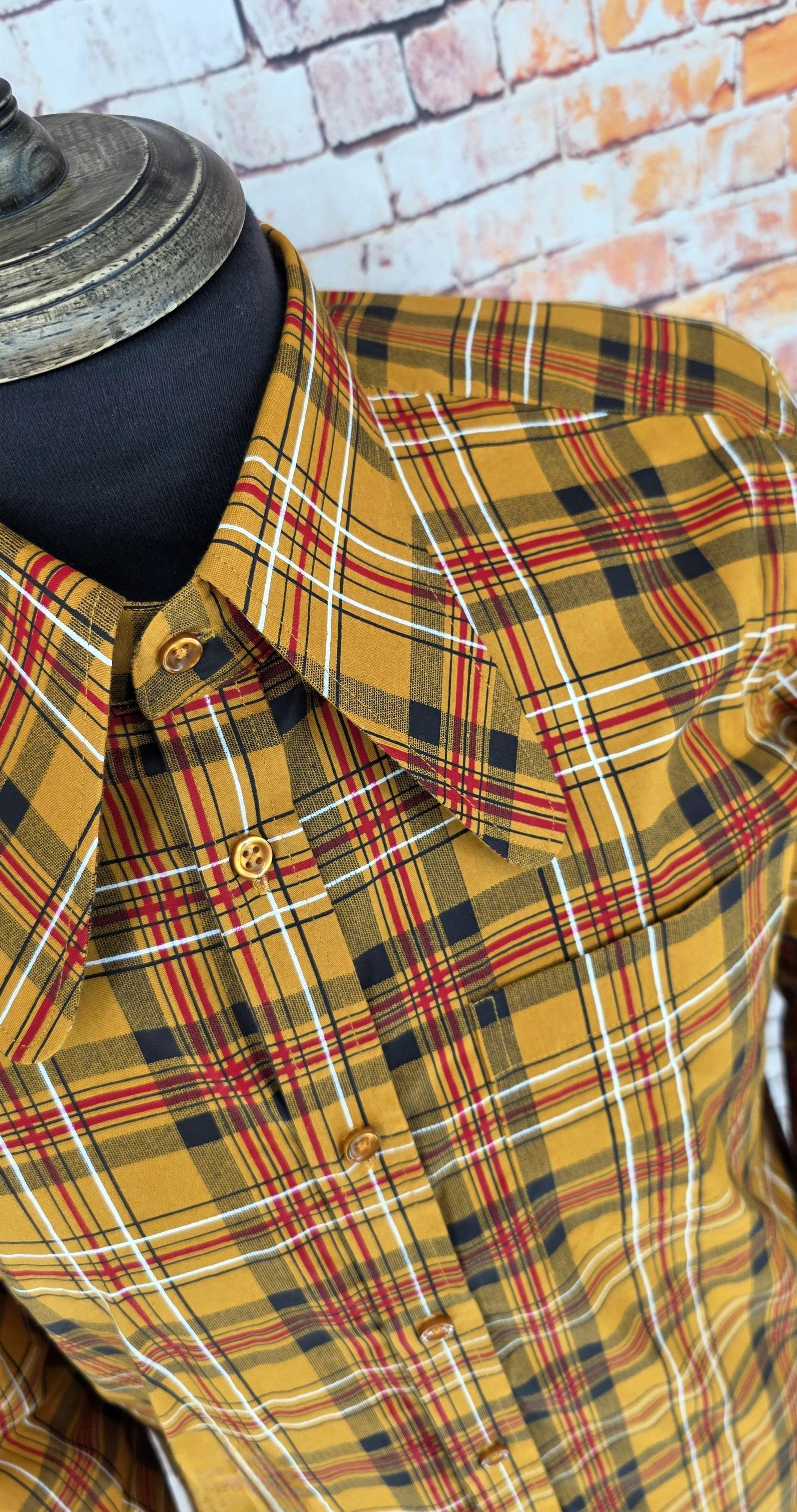 Dondus -Mustard Checked Beagle Collared Shirt.