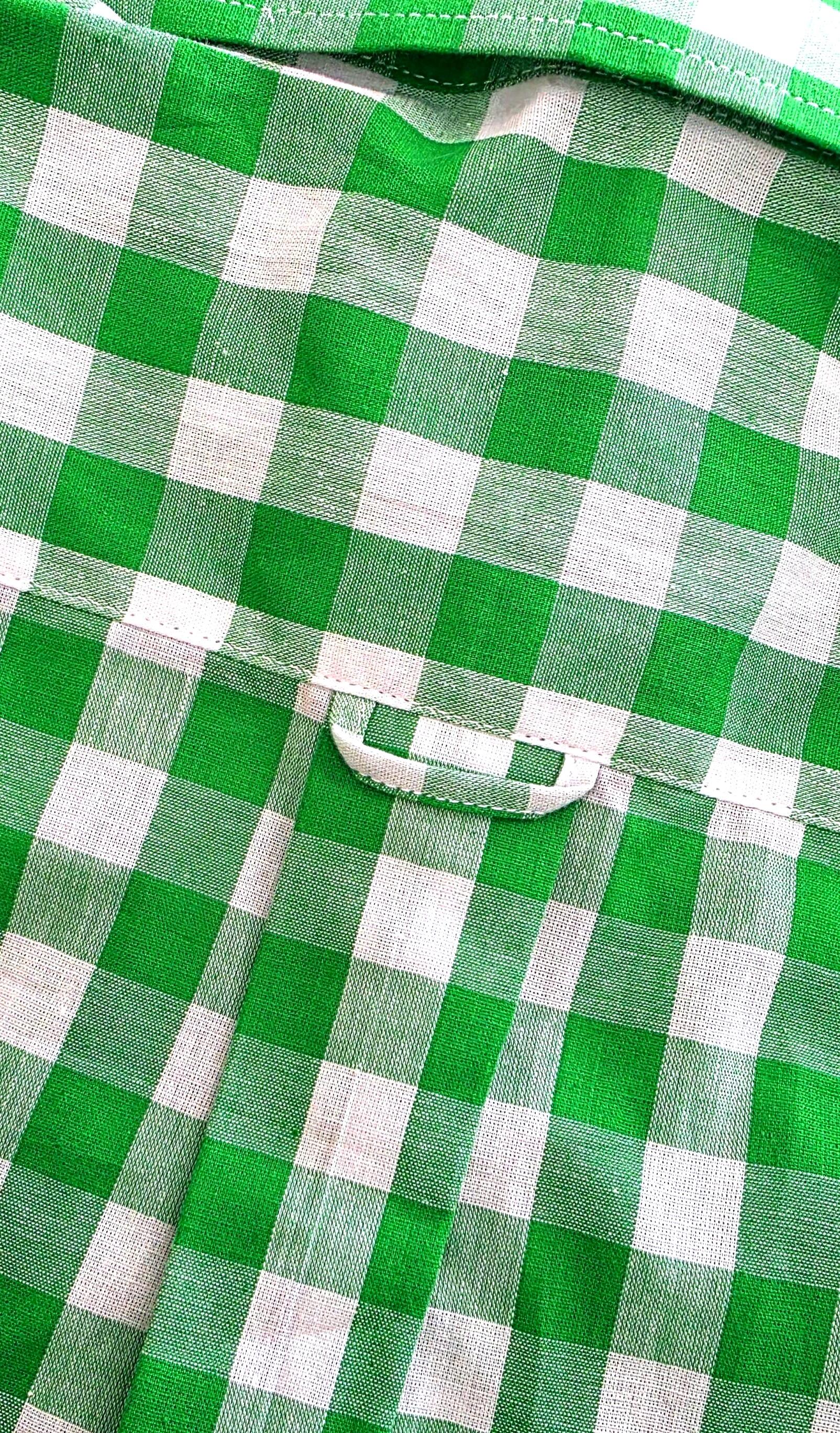 Deacon - Green Gingham Beagle Collared Shirt