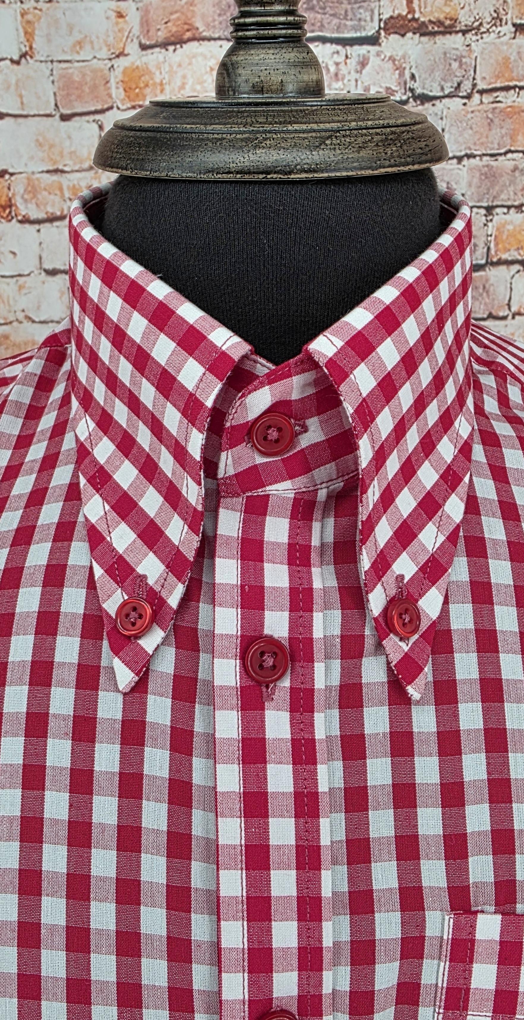 Dean - Red & White Button Down Short Sleeve Gingham Shirt