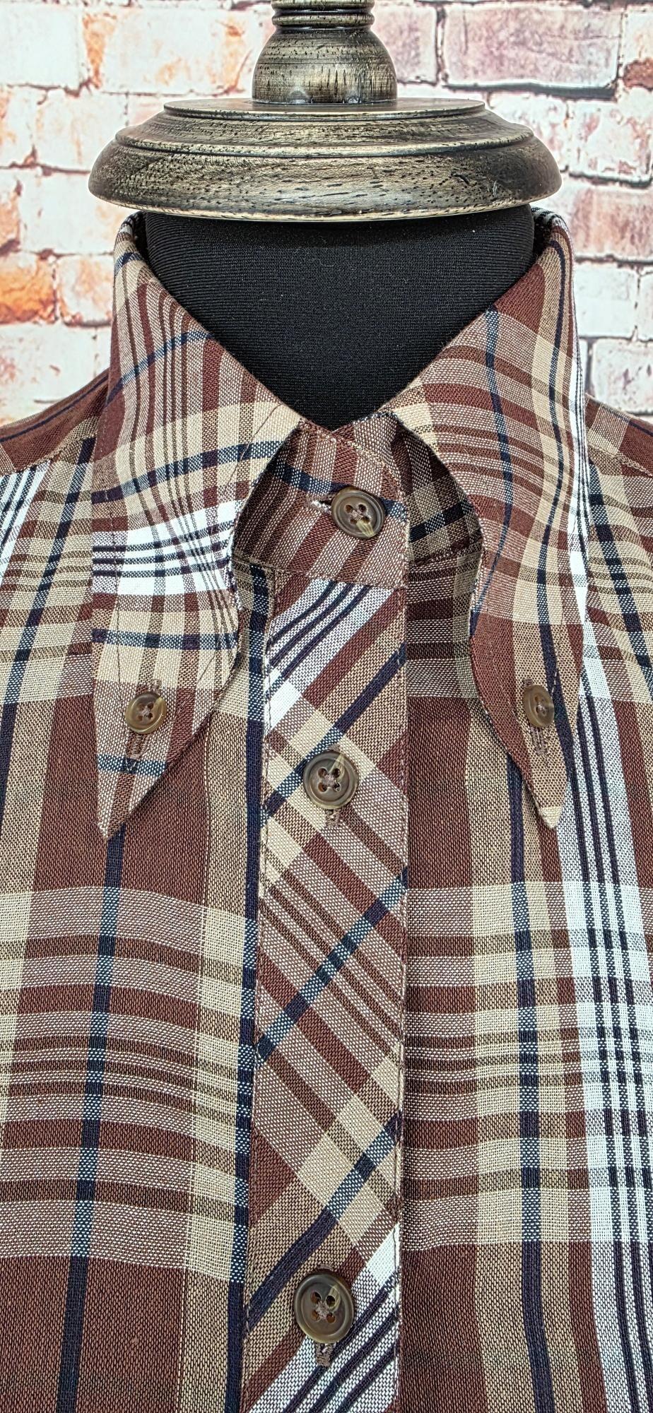Ruth -  Brown Checked Button Down Collar Shirt