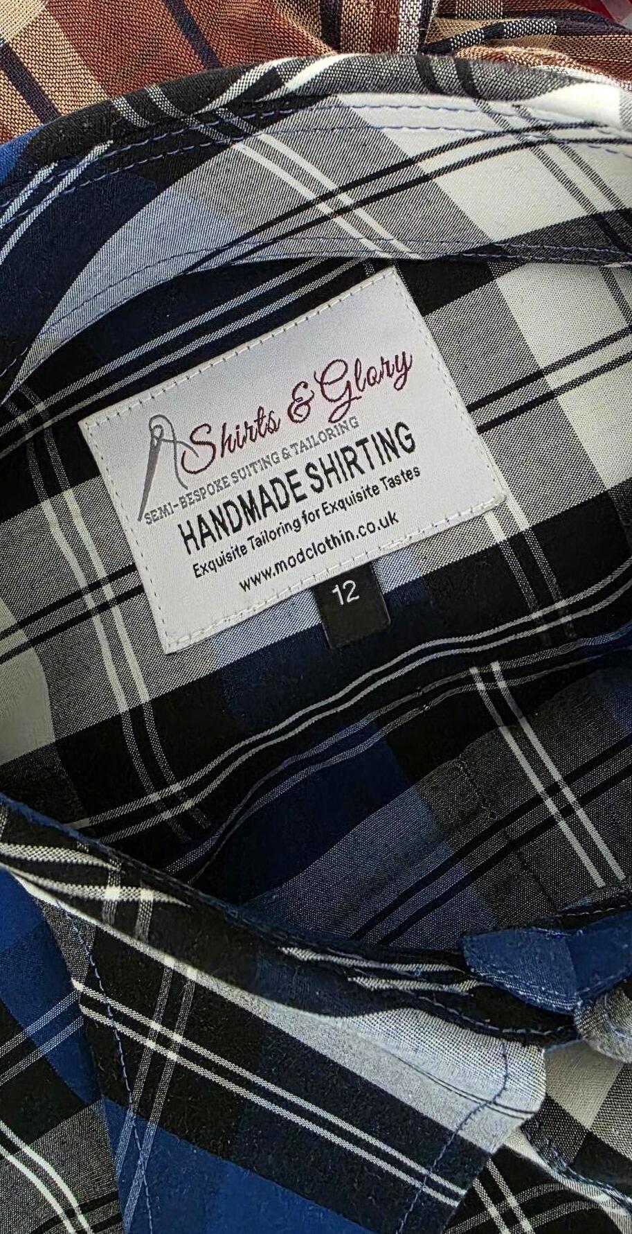 Louisa -  Blue Black Checked Beagle Collar Shirt