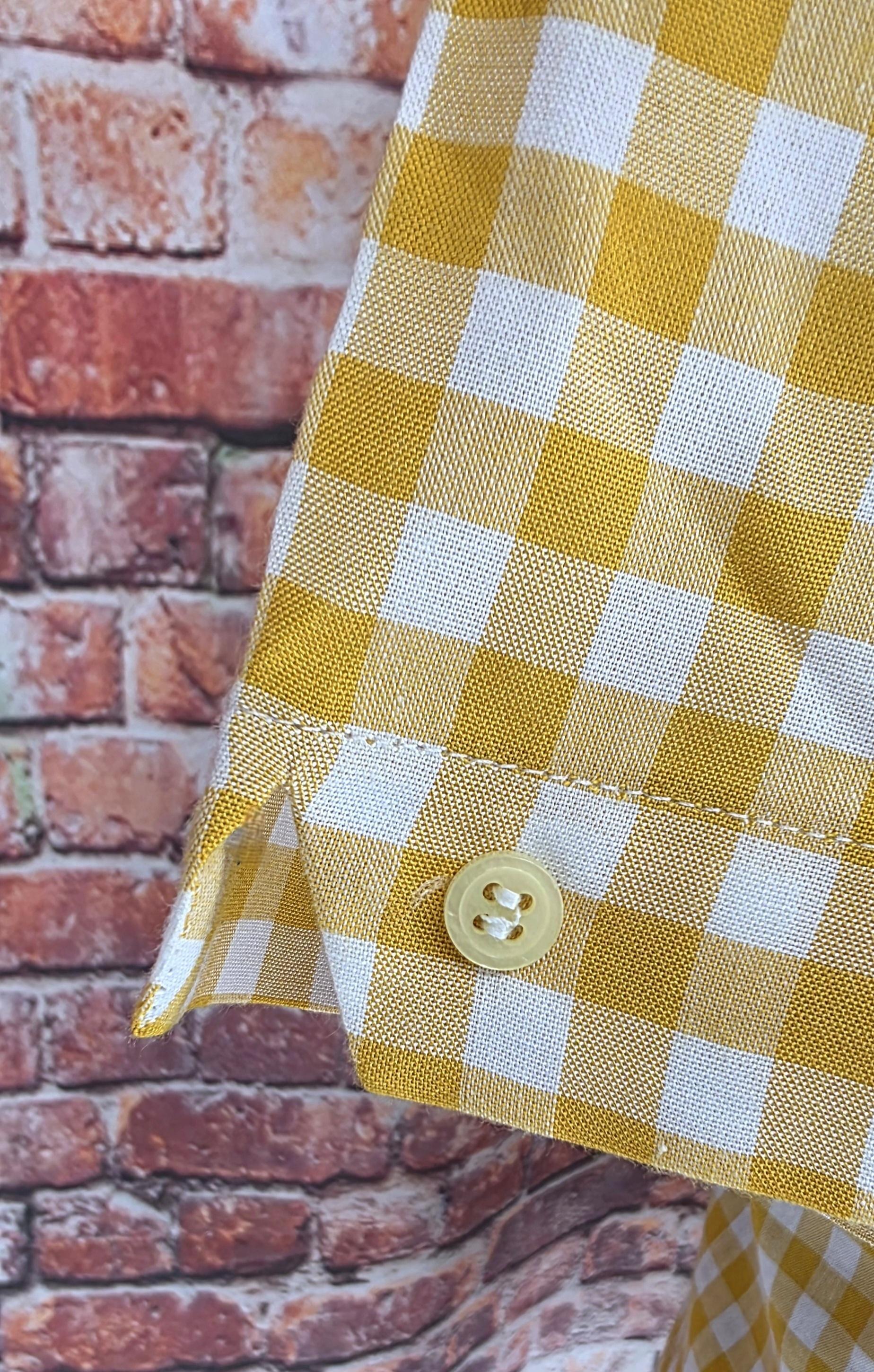 Christy - Mustard Yellow Gingham Button Down  Shirt