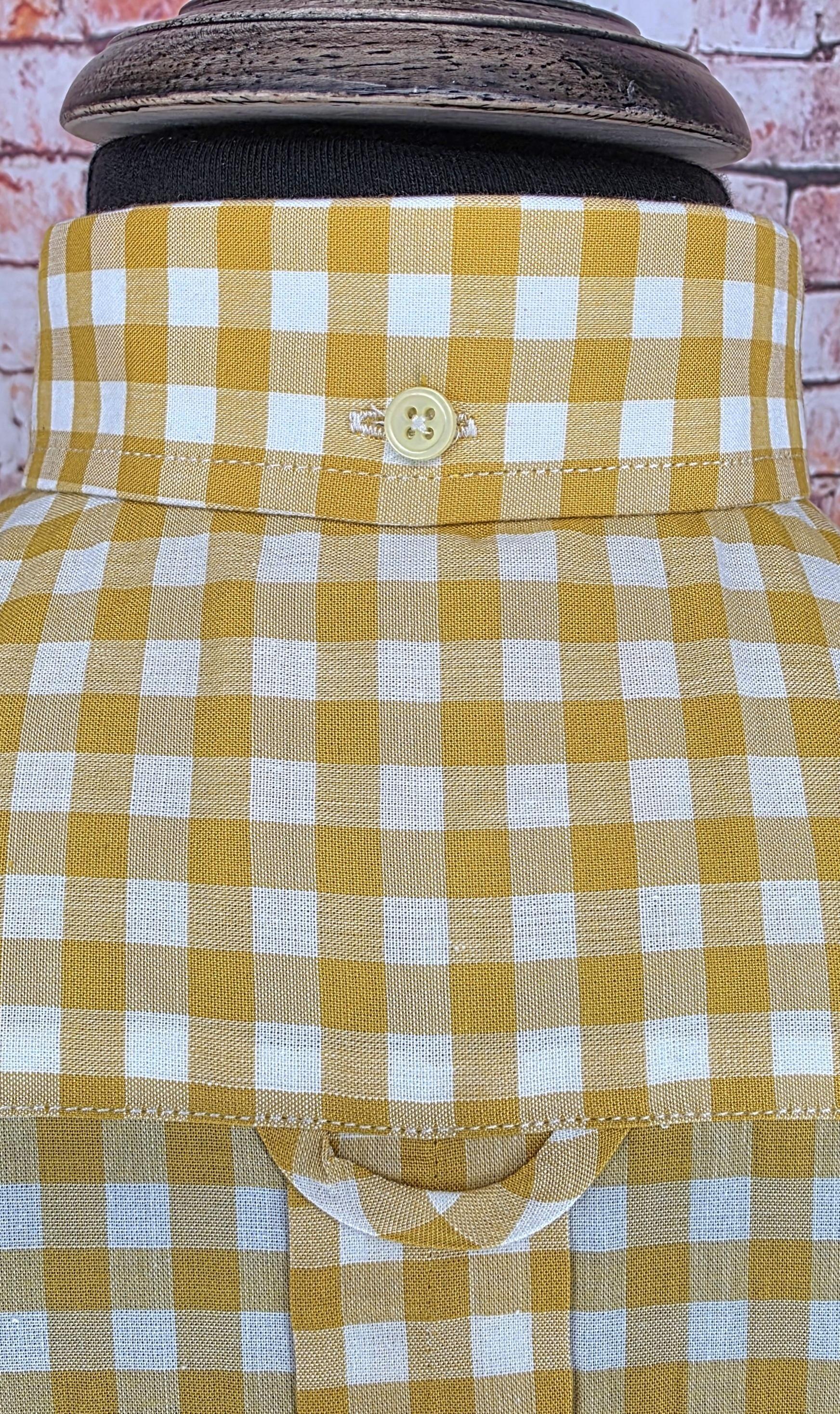Christy - Mustard Yellow Gingham Button Down  Shirt