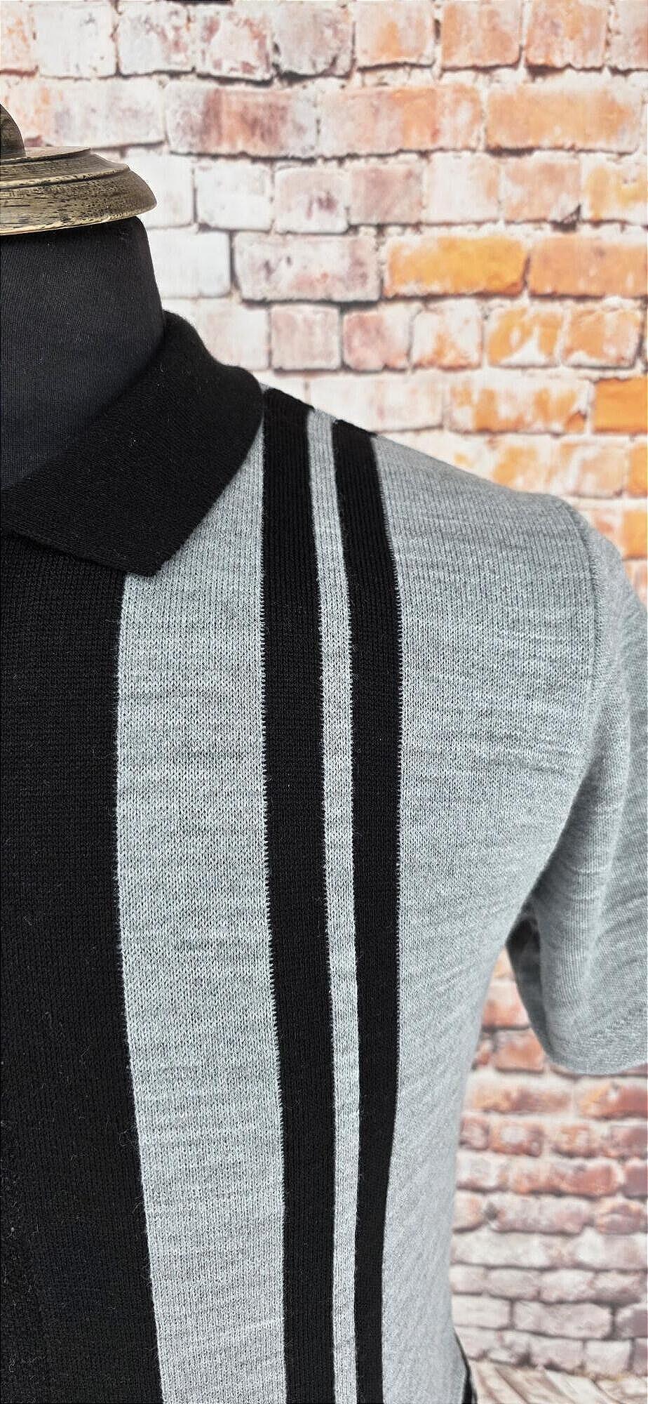 Grey & Black Striped Knitted Top