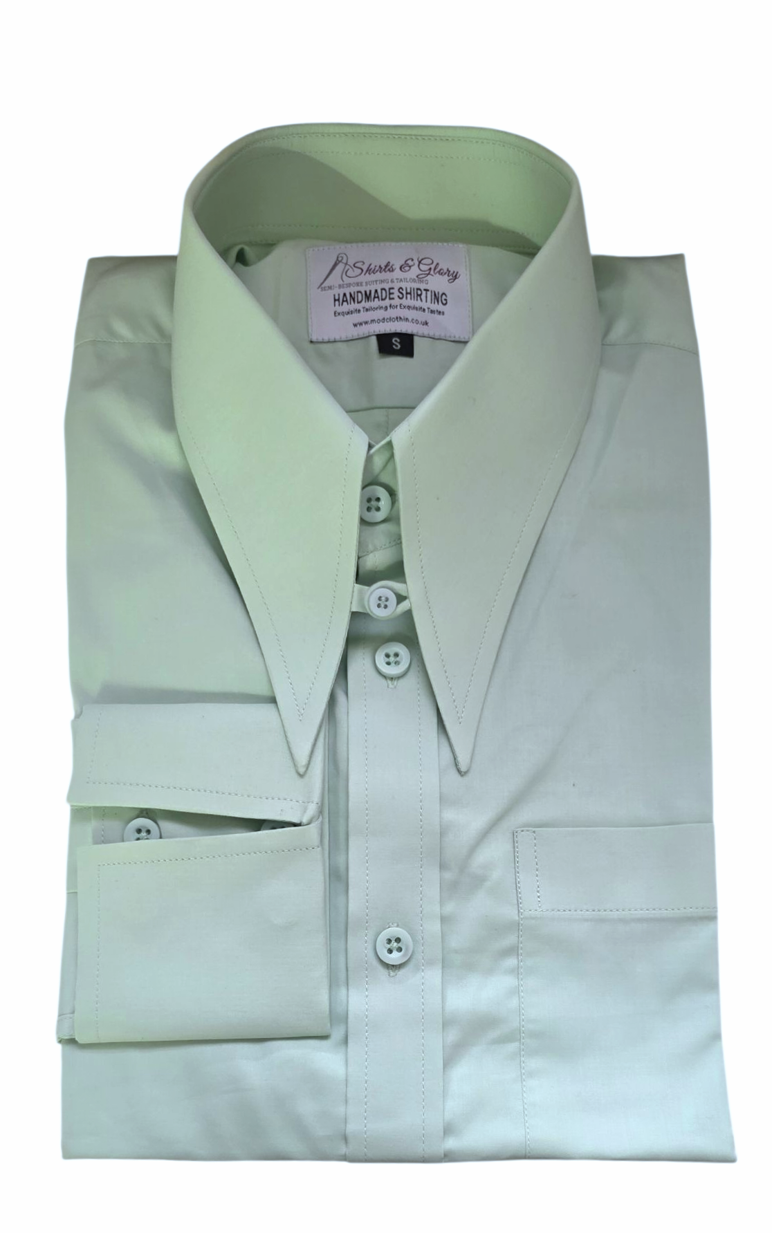 Owen Pale Green Spearpoint Collar Shirt Long Sleeve
