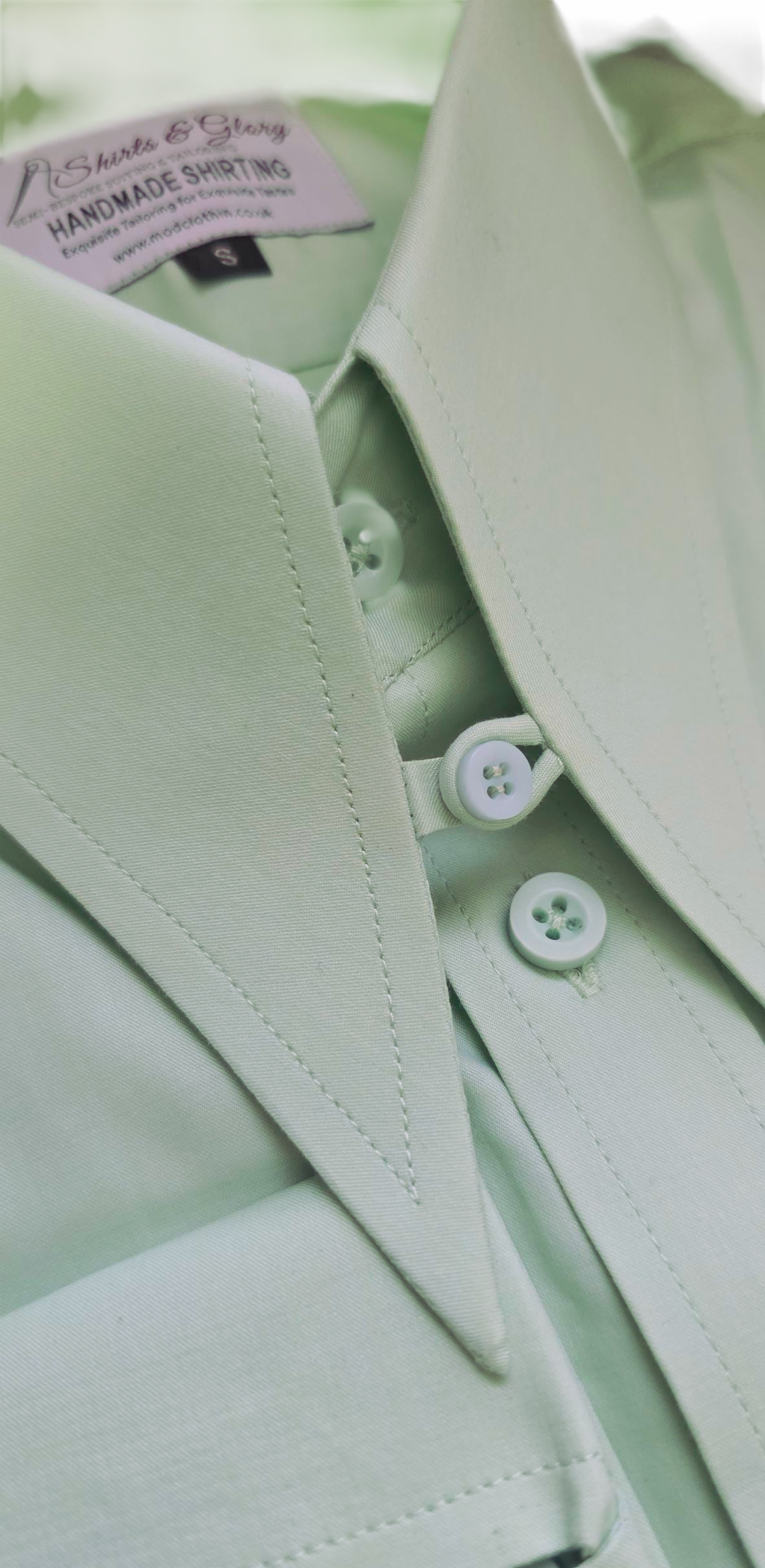 Owen Pale Green Spearpoint Collar Shirt Long Sleeve