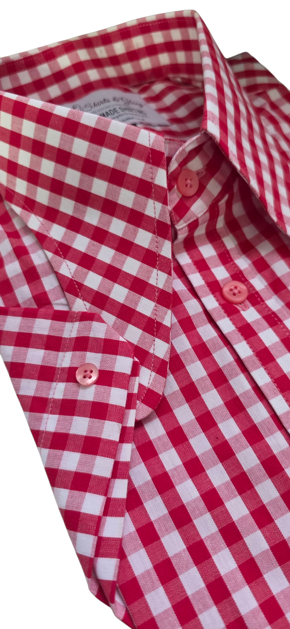 Gilbert - Red & White Gingham Beagle Collar Short Sleeve Shirt
