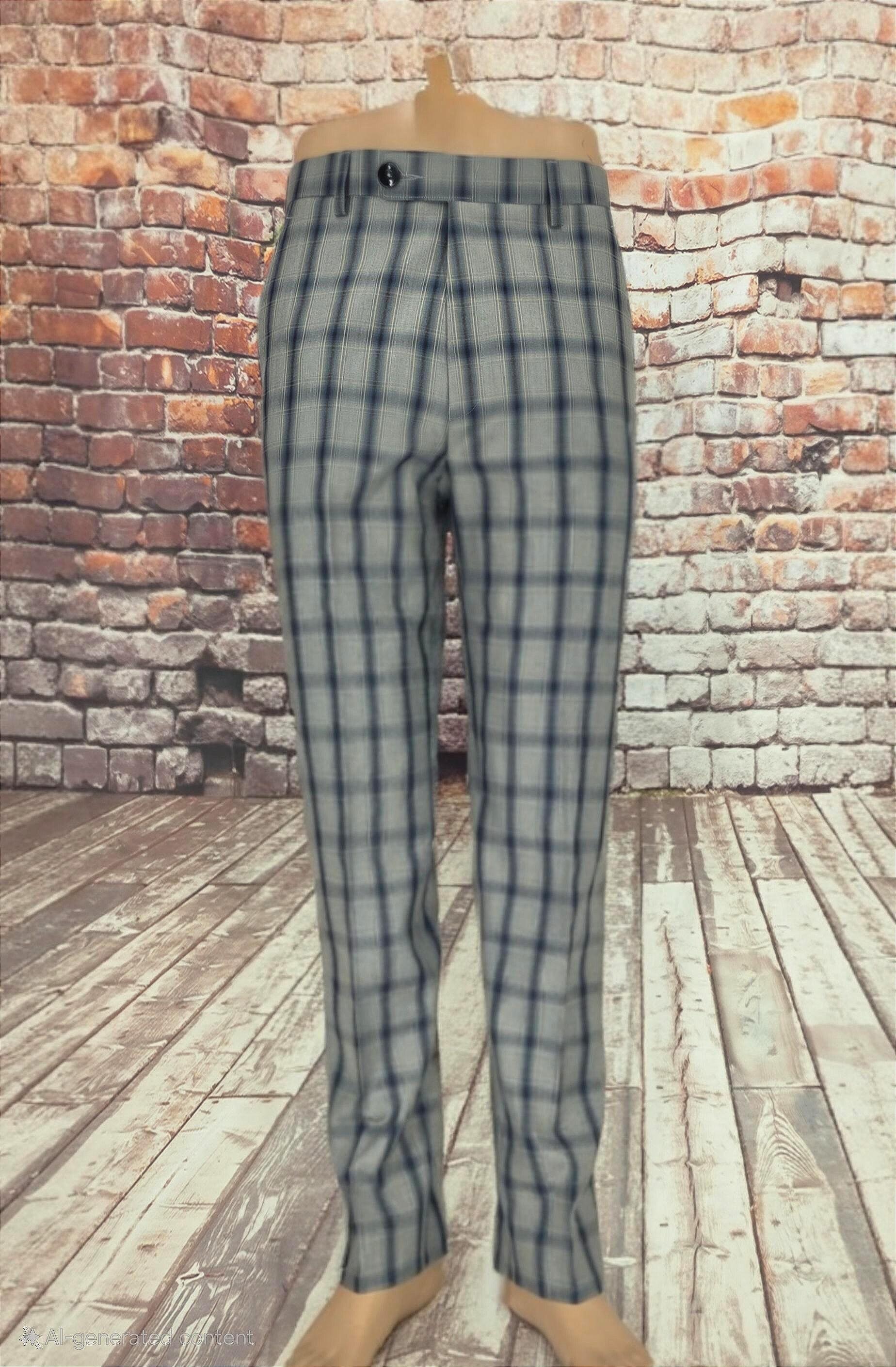 Portman - Warm Grey Checked Suit With Black Velvet Collar