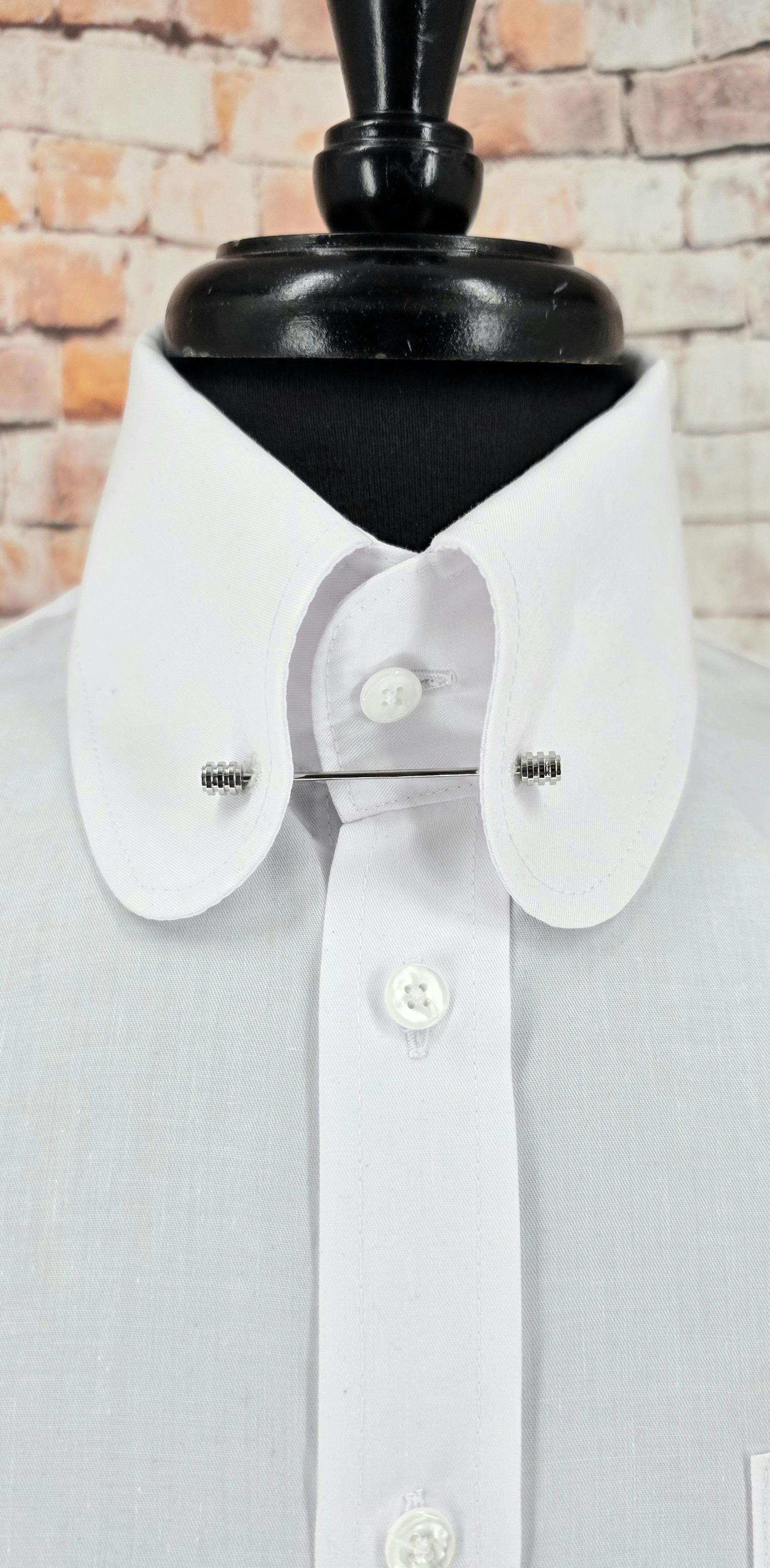 Glasson White Large Penny & Pin Collar Shirt