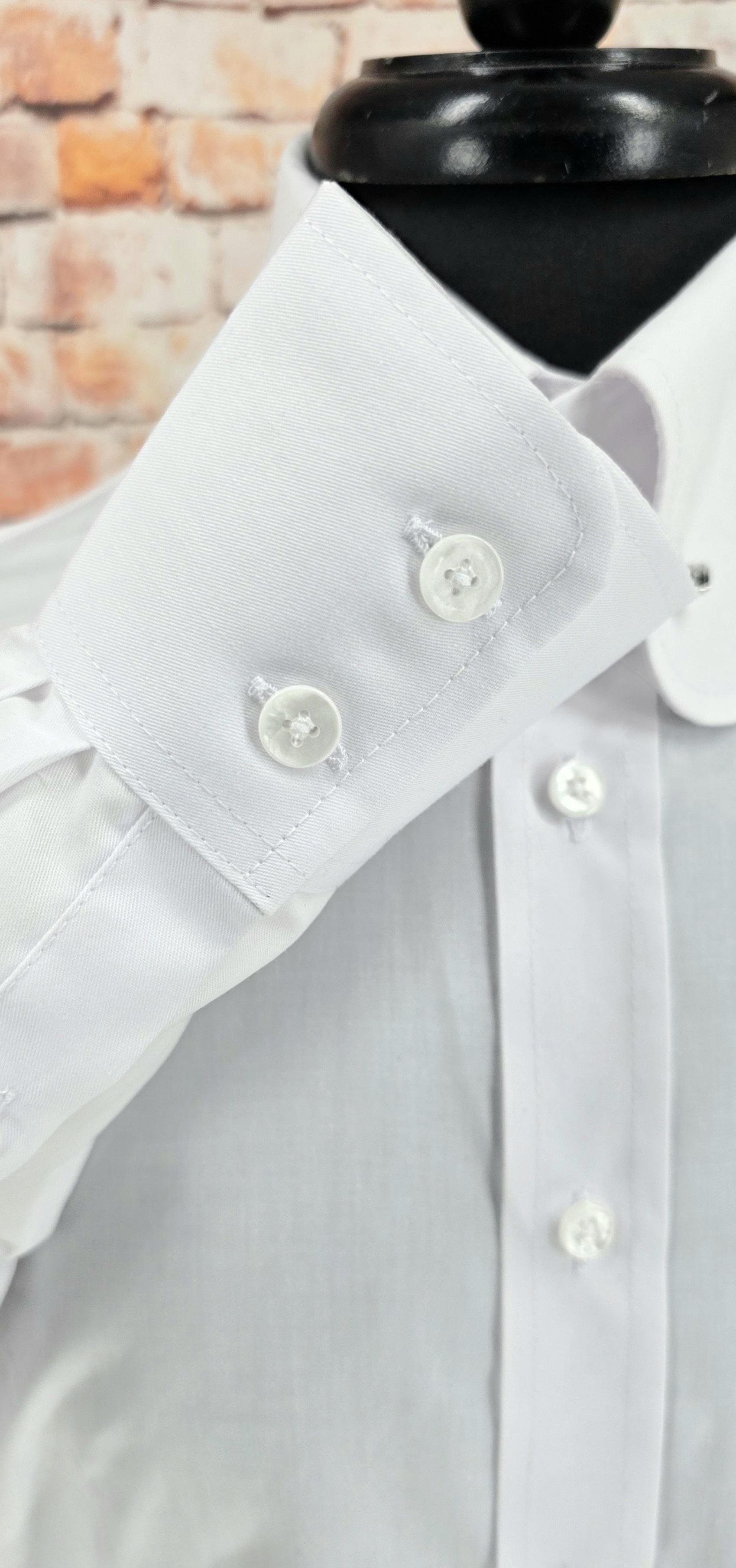 Glasson White Large Penny & Pin Collar Shirt
