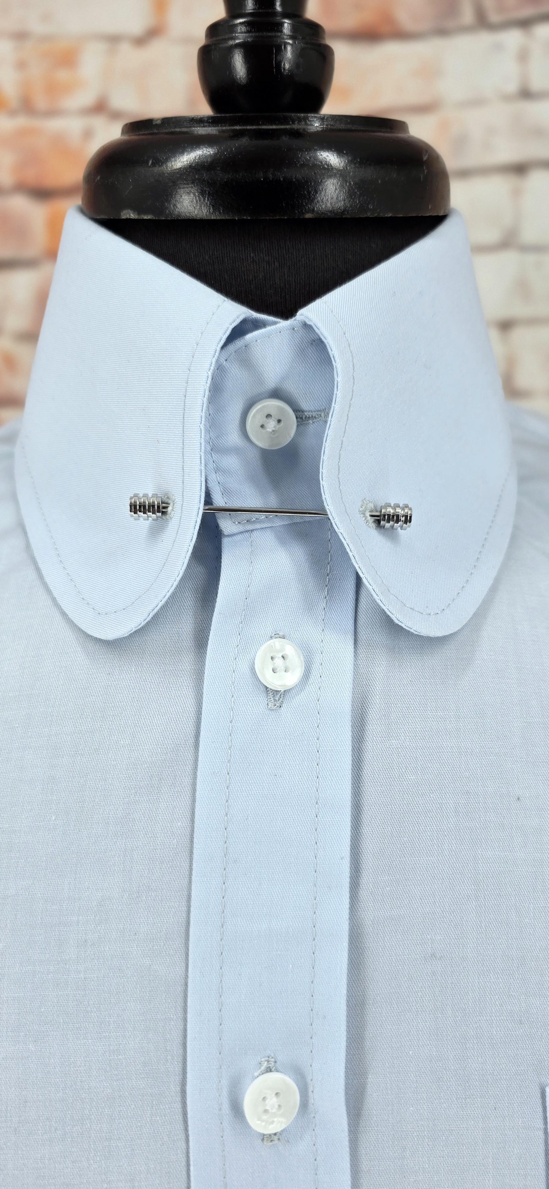 Wade - Sky blue Large Penny & Pin Collar Shirt