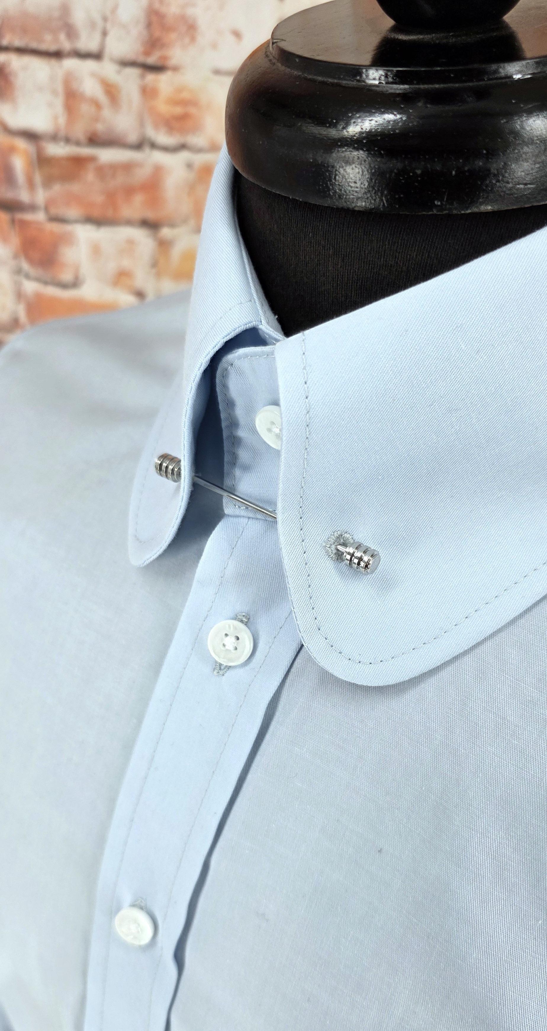 Wade - Sky blue Large Penny & Pin Collar Shirt
