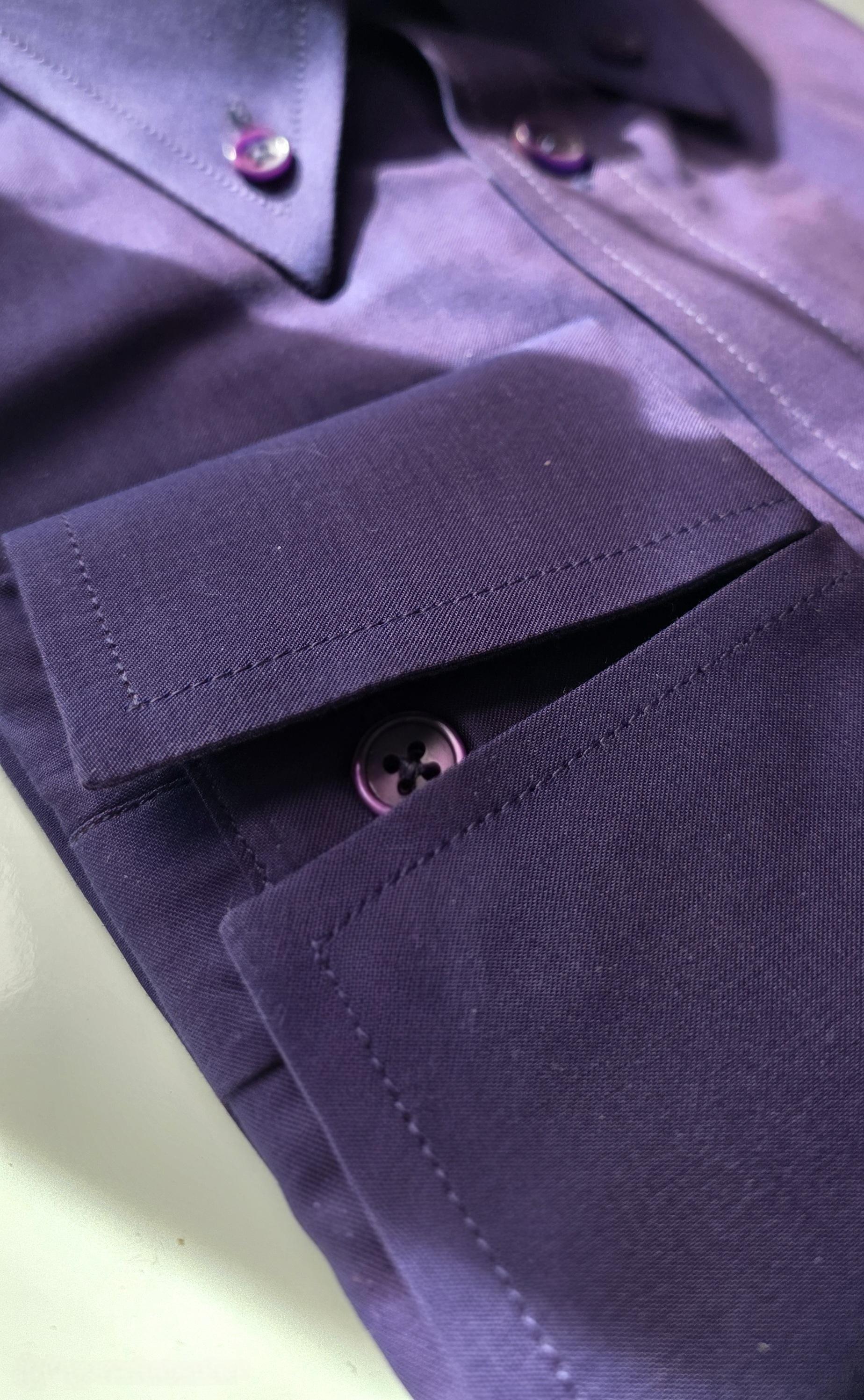 Aidan -  Two Tone Aubergine Button Down Shirt