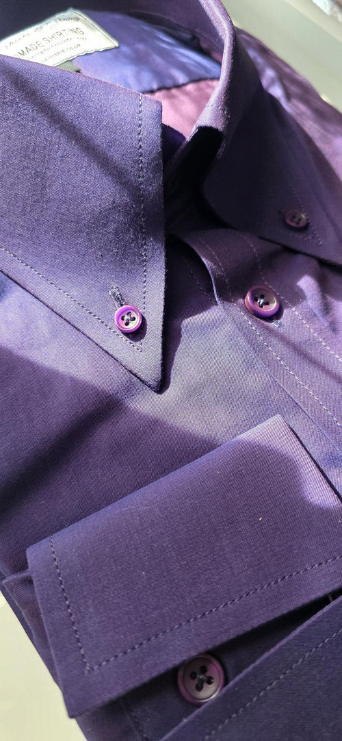 Aidan - Two Tone Aubergine Button Down Shirt