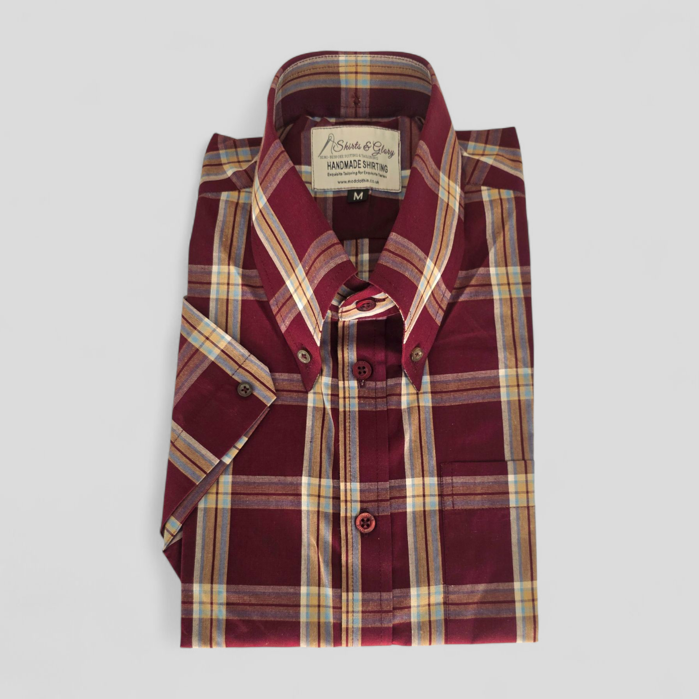 Shervil - Men's Checked Cotton Short Sleeve Shirt