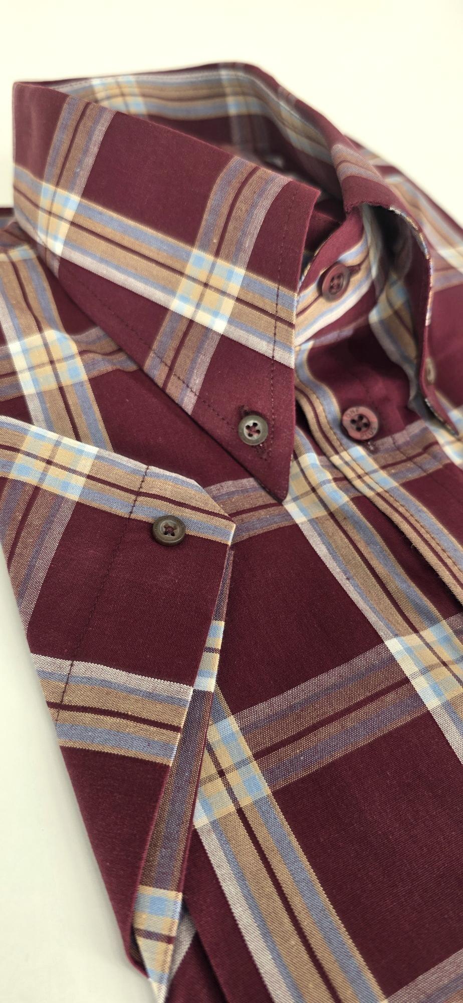 Shervil - Men's Checked Cotton Short Sleeve Shirt