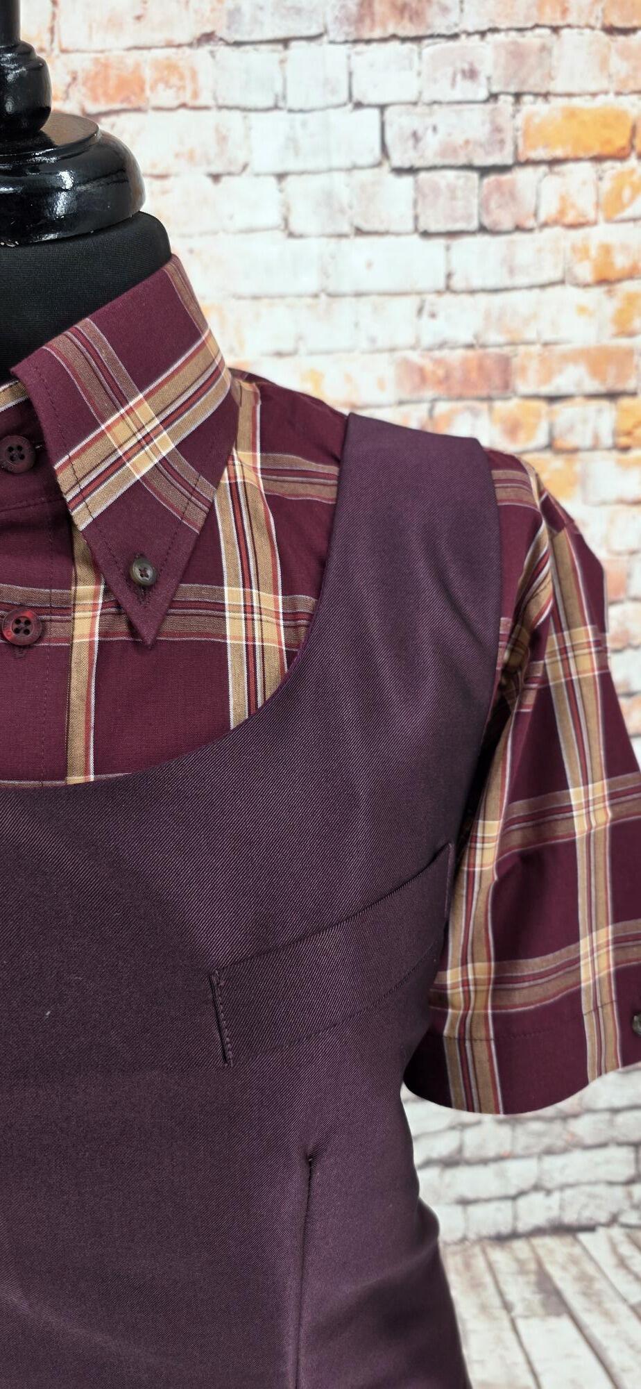 Polly - Claret Pinafore Dress