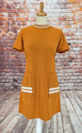 Wanda - Zingy Orange Mustard Short Sleeve Mod Style Dress
