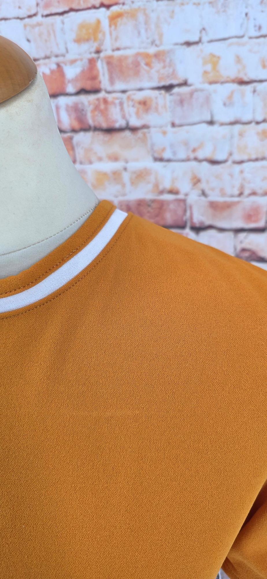 Wanda - Zingy Orange Mustard Short Sleeve Mod Style Dress