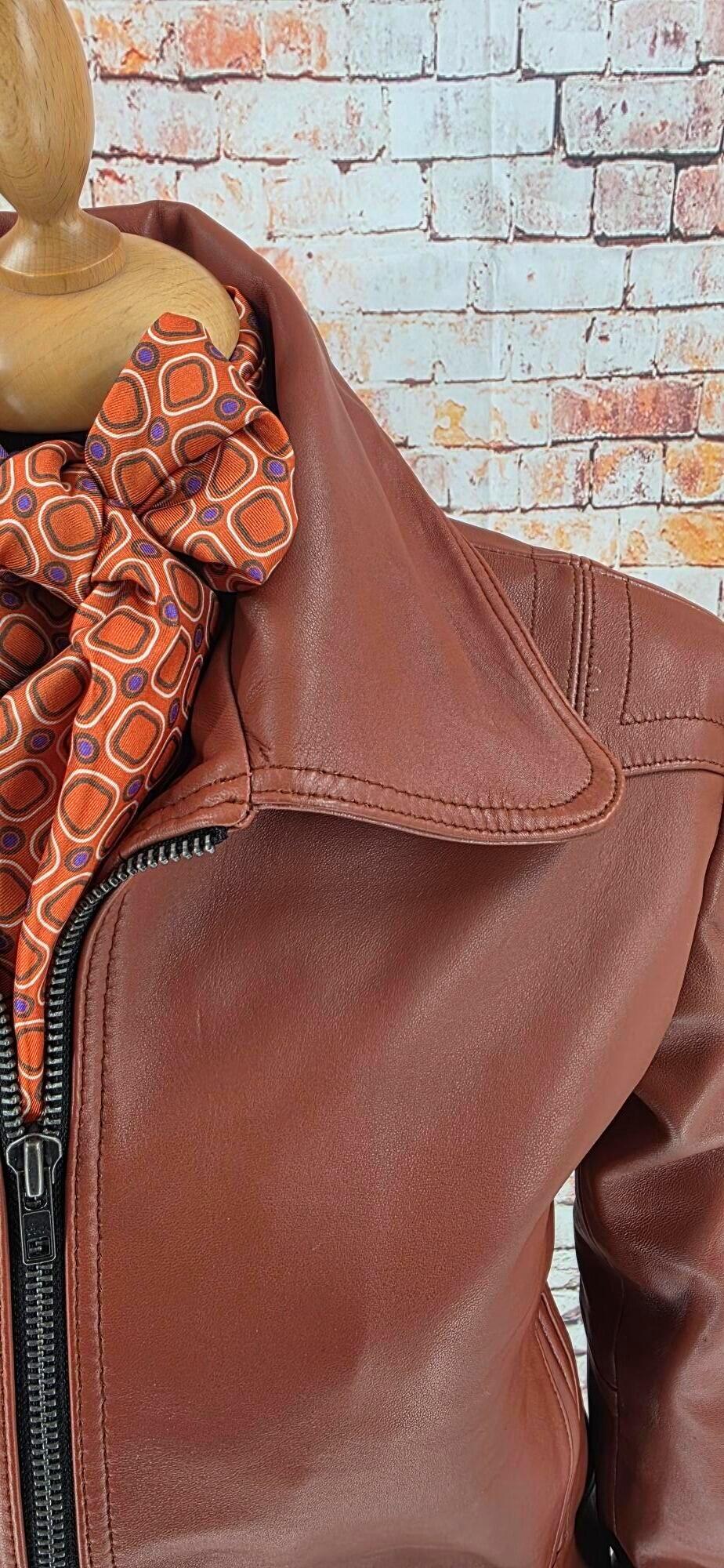 Sandy - Women's Rust Leather Bomber Jacket
