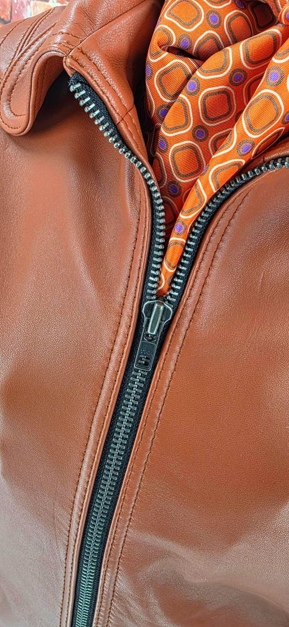 Sandy - Women's Rust Leather Bomber Jacket