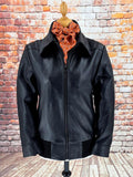 Abbie- Women's Black Leather Bomber Jacket