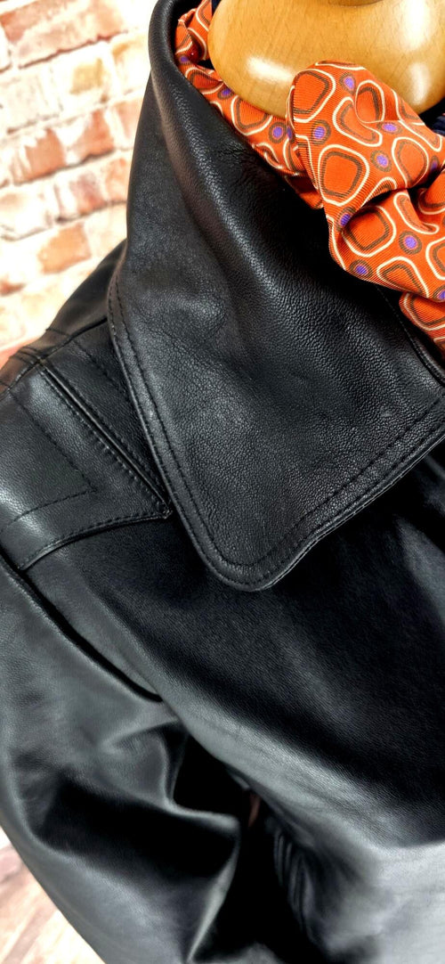 Abbie- Women's Black Leather Bomber Jacket