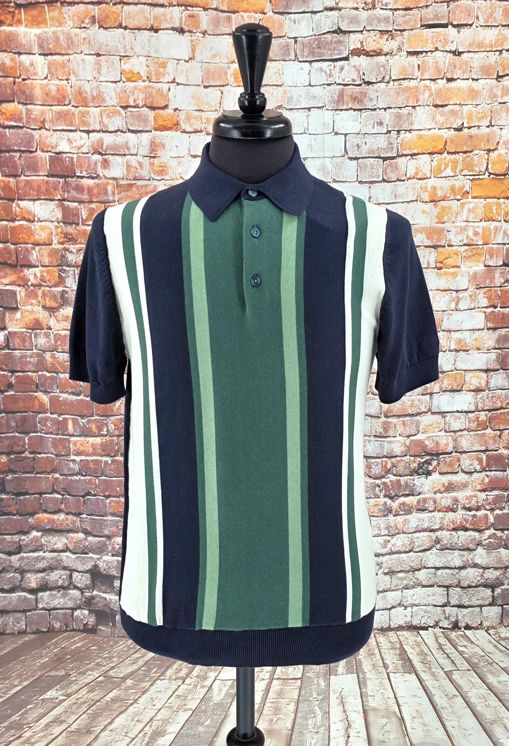 Ben Sherman -  Green Navy Cream Striped Knitted Top