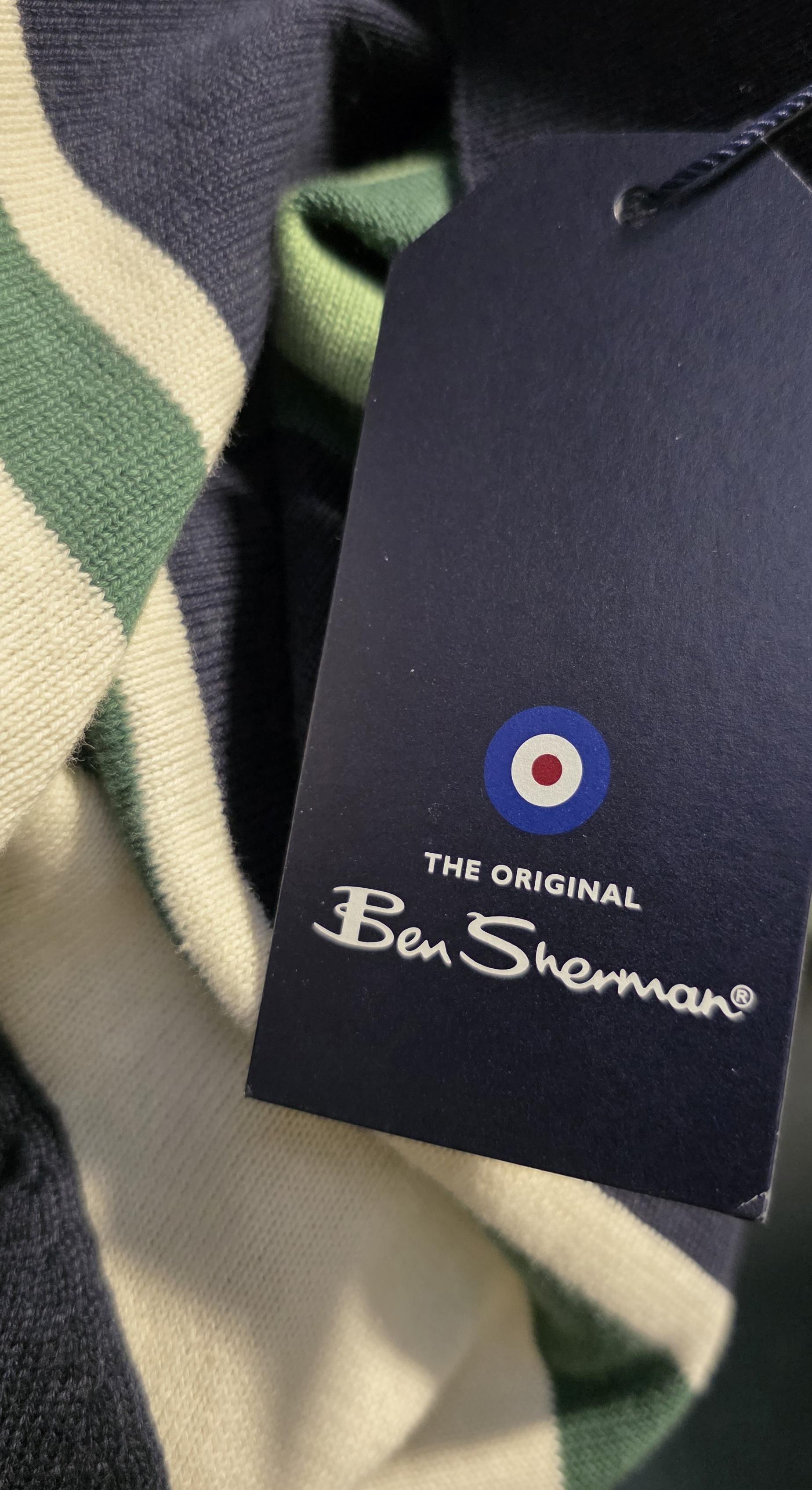 Ben Sherman -  Green Navy Cream Striped Knitted Top