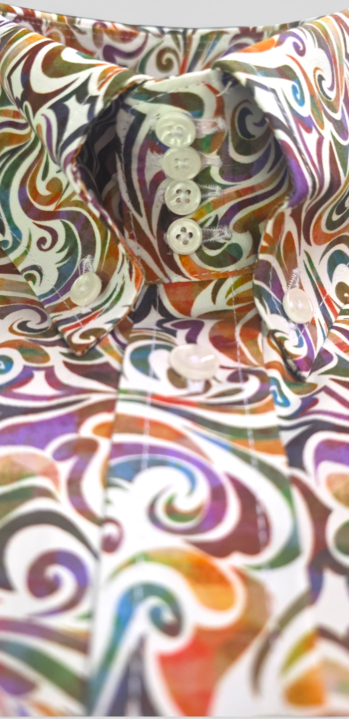 Psychedelic Carousel Swirl Shirt – Long Sleeve Button-Up