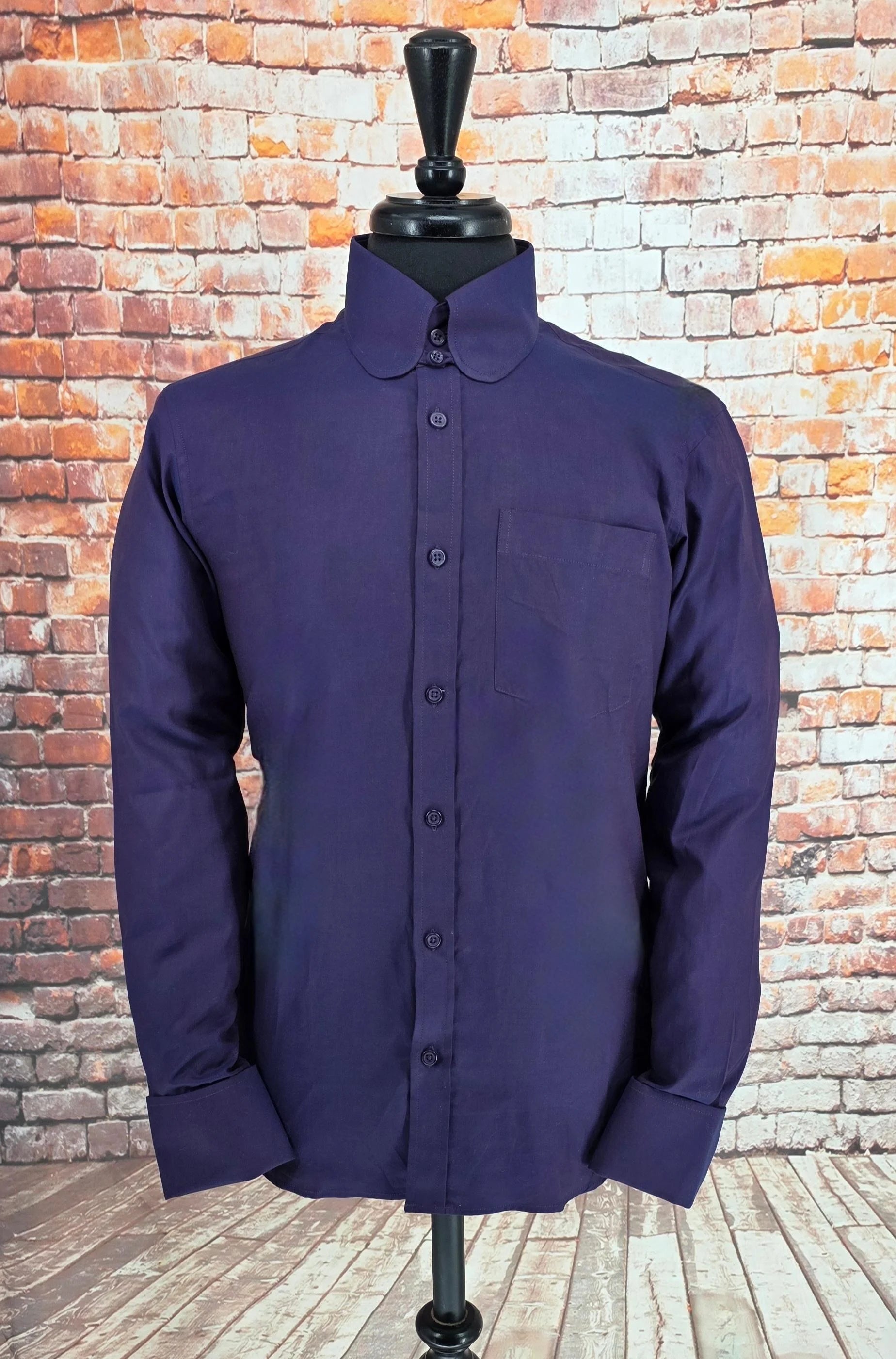 Wainwright - Purple Two-Tone Tab Penny Collar Shirt.