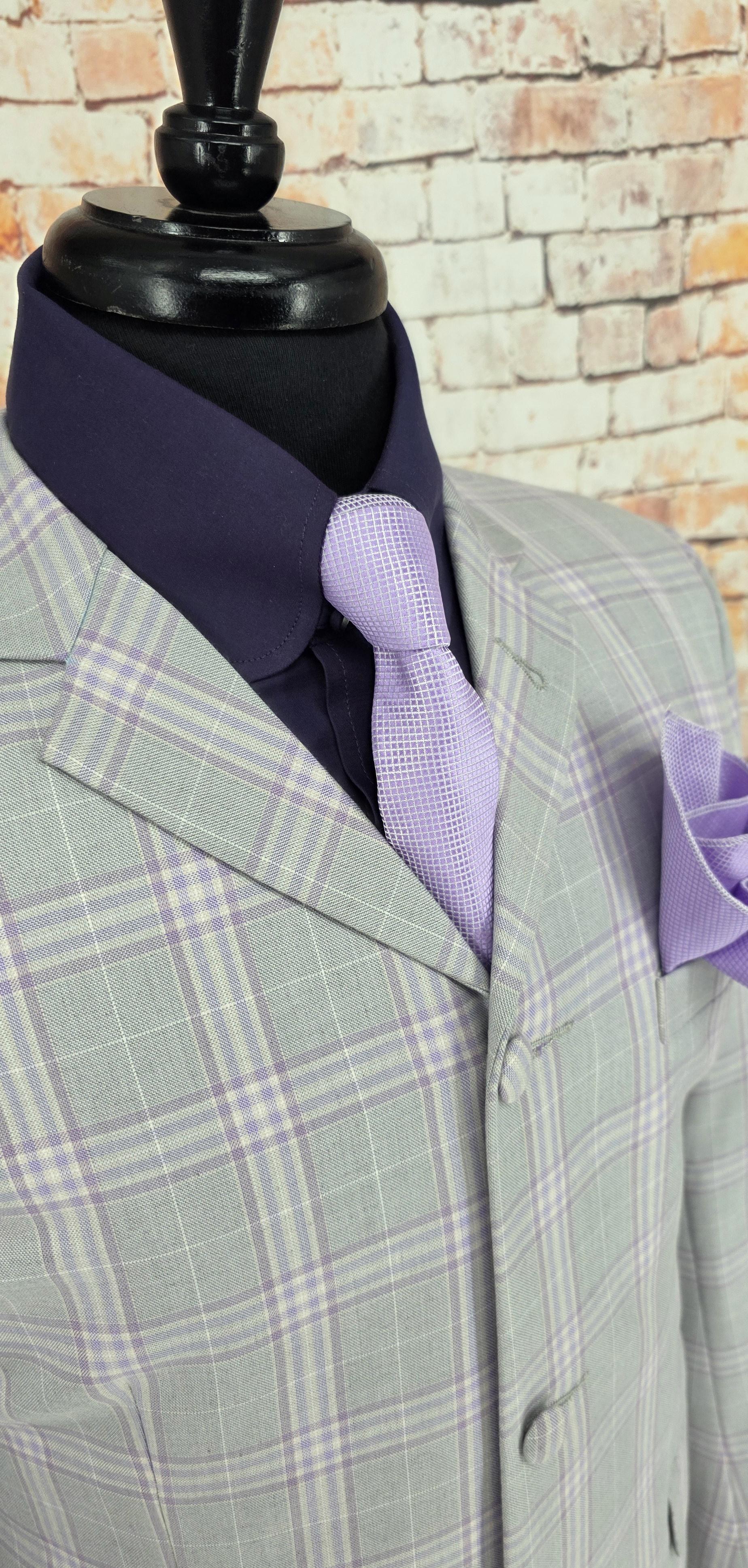 Larkin -  Grey Lavender Checked Tailored Jacket