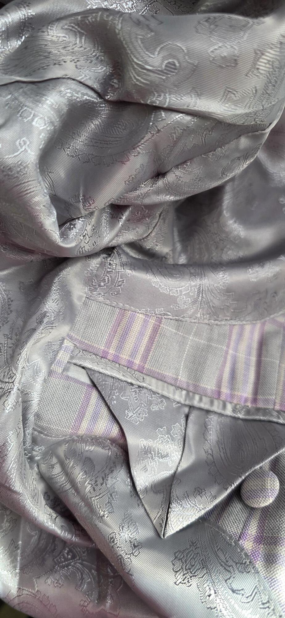 Larkin -  Grey Lavender Checked Tailored Jacket