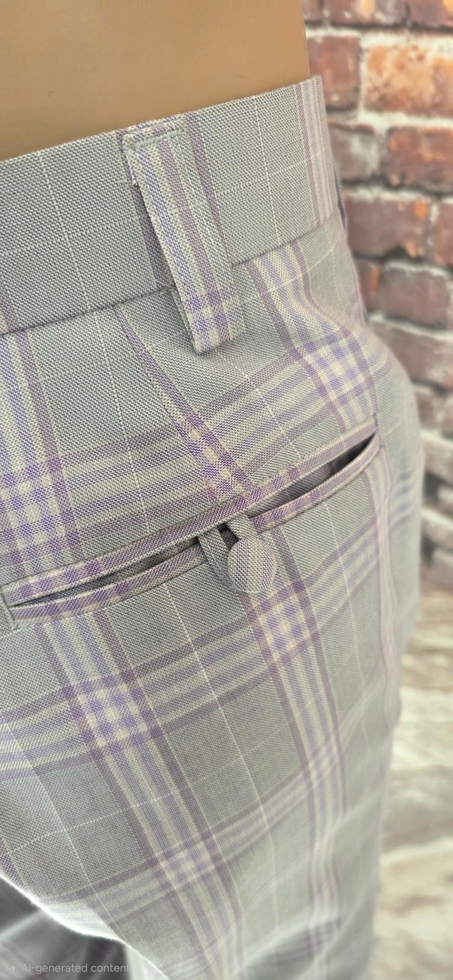 Larkin - Limited Edition Grey Lavender Checked Tailored Suit