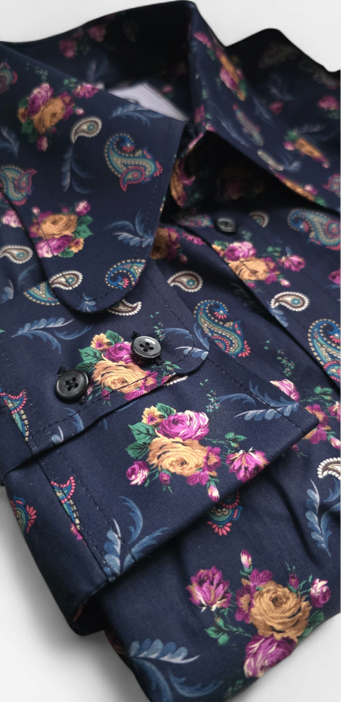 Vince - Navy Floral Paisley Shirt