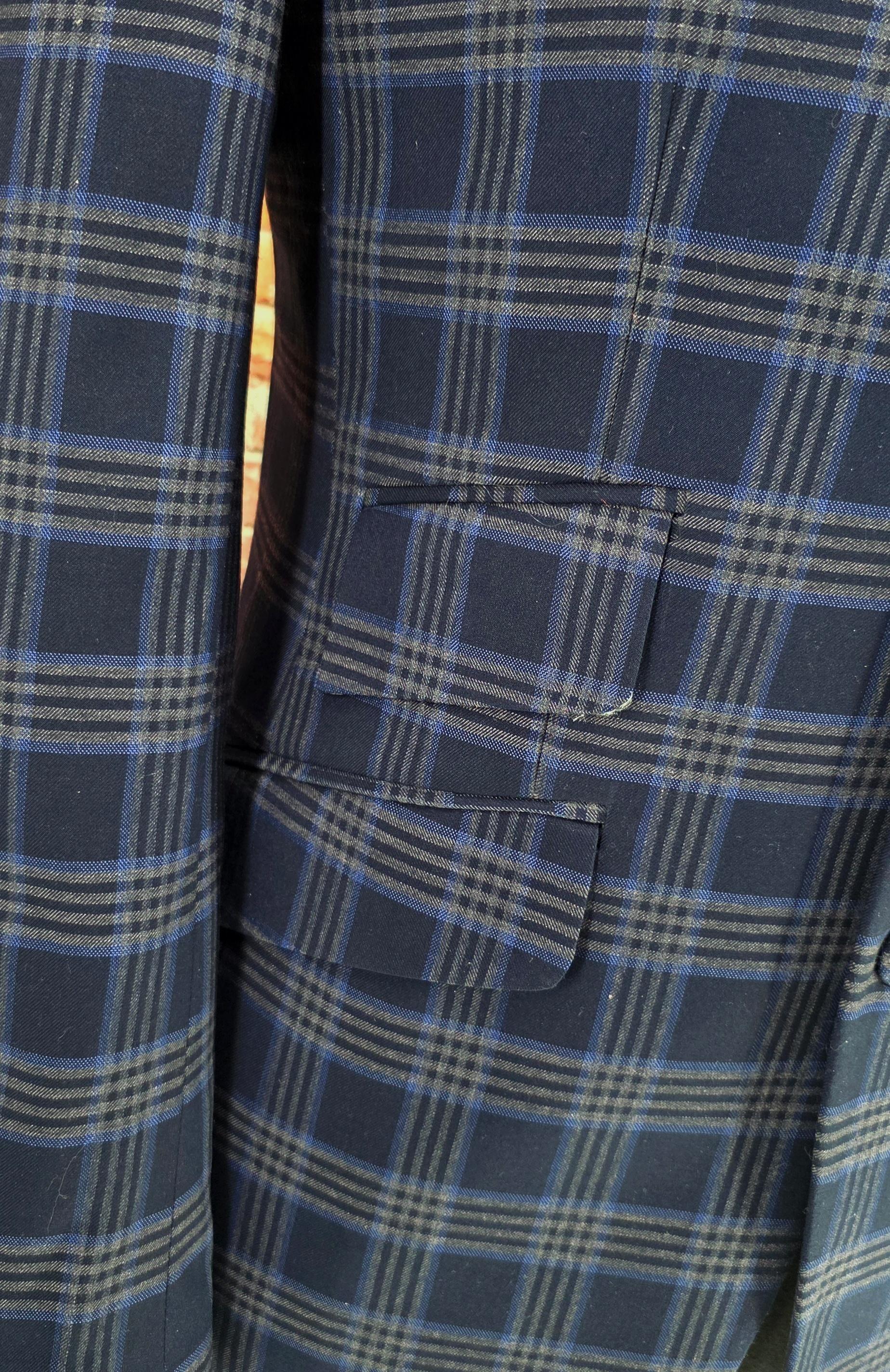Kirk - Wool Blend Checked Blue Suit