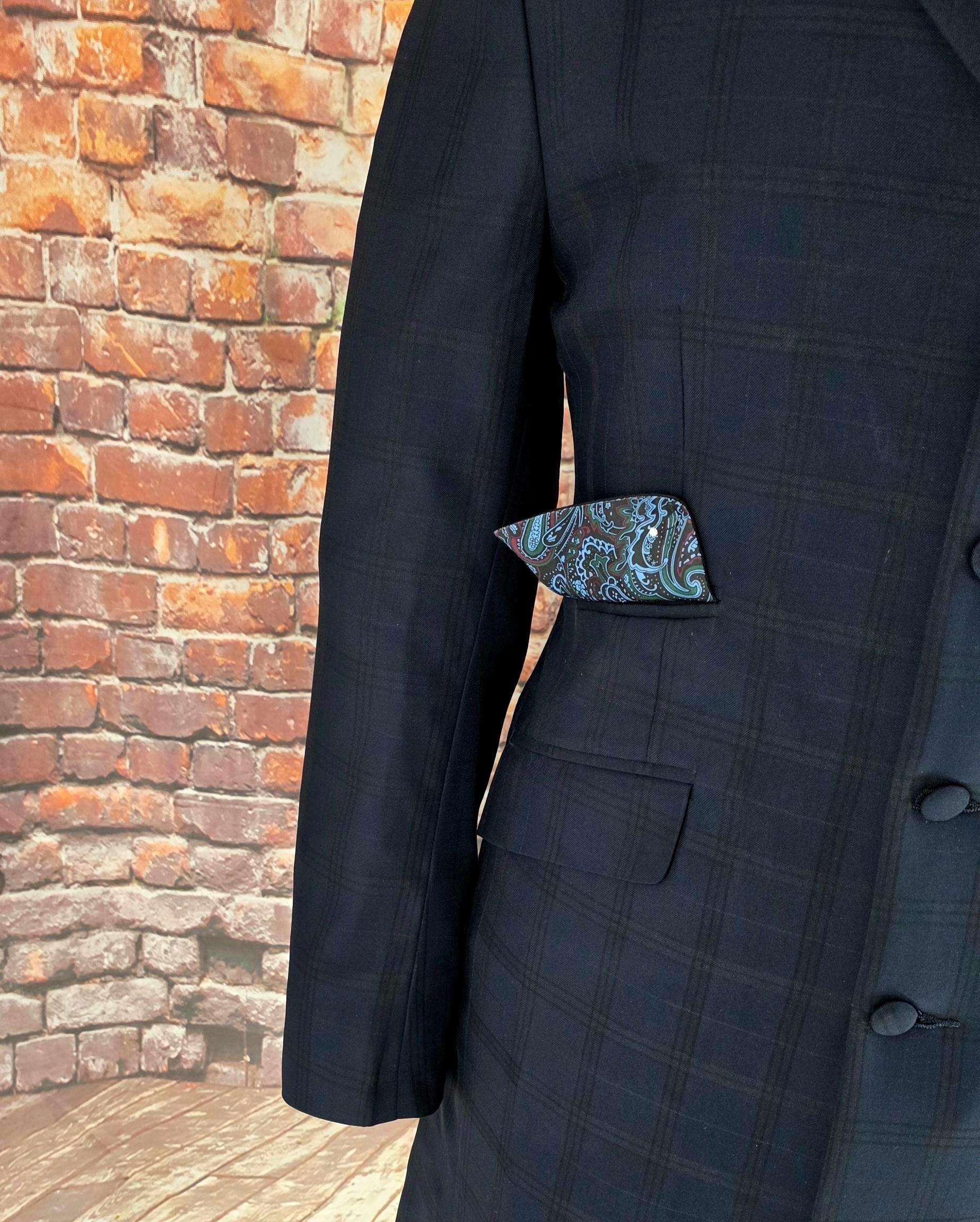 Bingley -  Deep Navy & Black Check 3/4 Length Coat With Navy Velvet Collar
