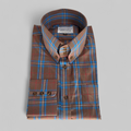 Malcom - Modclothin Brown, Blue & Red Check Button‑Down Shirt — Handmade Shirting