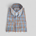 Martin - Sky Blue & Orange Check Handmade Shirt