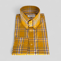 Graham - Handmade Mustard & Black-Brown Long Sleeve Check Button‑Down Shirt