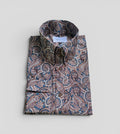 Marlow - Paisley Brown & Teal High Collared Button Down Shirt