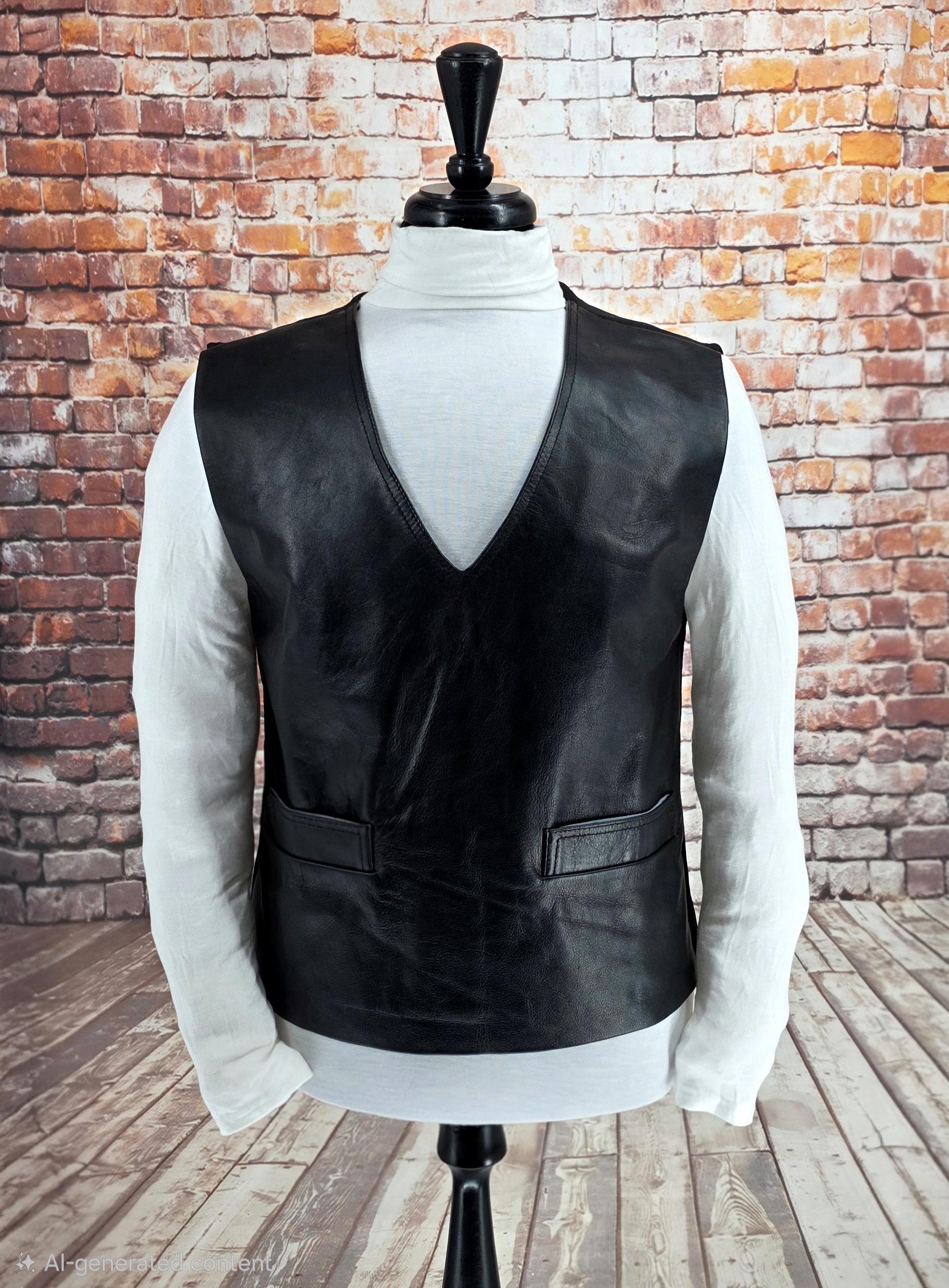 Toby Leather Waistcoat - front view on mannequin